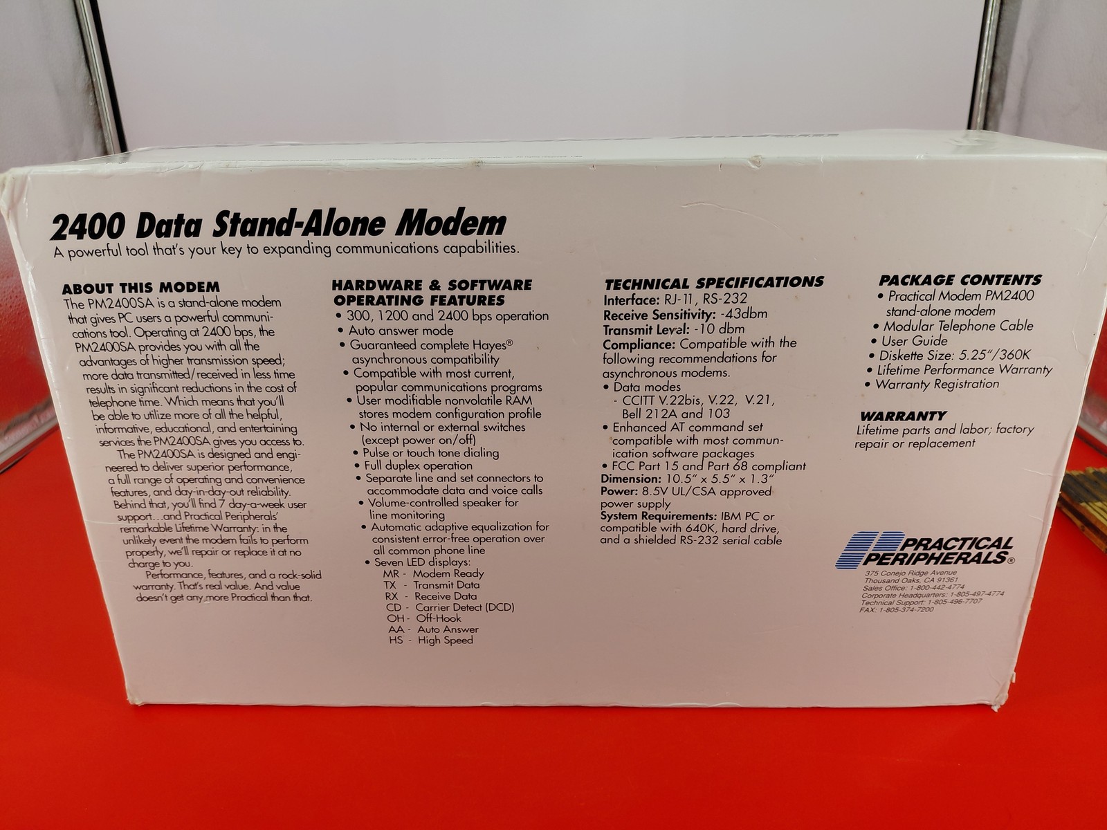Practical Peripherals 2400 Data Stand-Alone Modem PM2400SA Vintage NOS