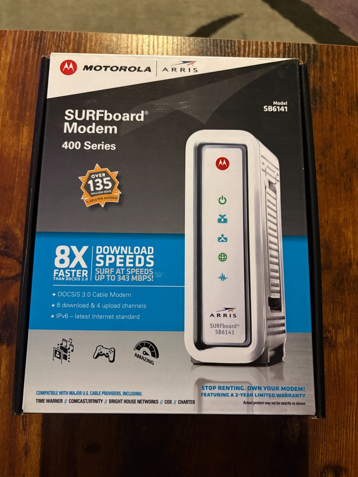 Motorola Arris SURFboard Modem 400 Series SB6141 343 Mbps DOCSIS 3.0 Ethernet