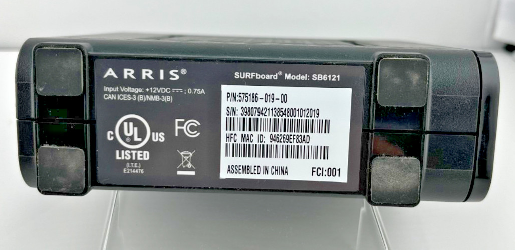 Arris Surfboard SB6121 Cable Modem Black High Speed Internet *No power adapter*