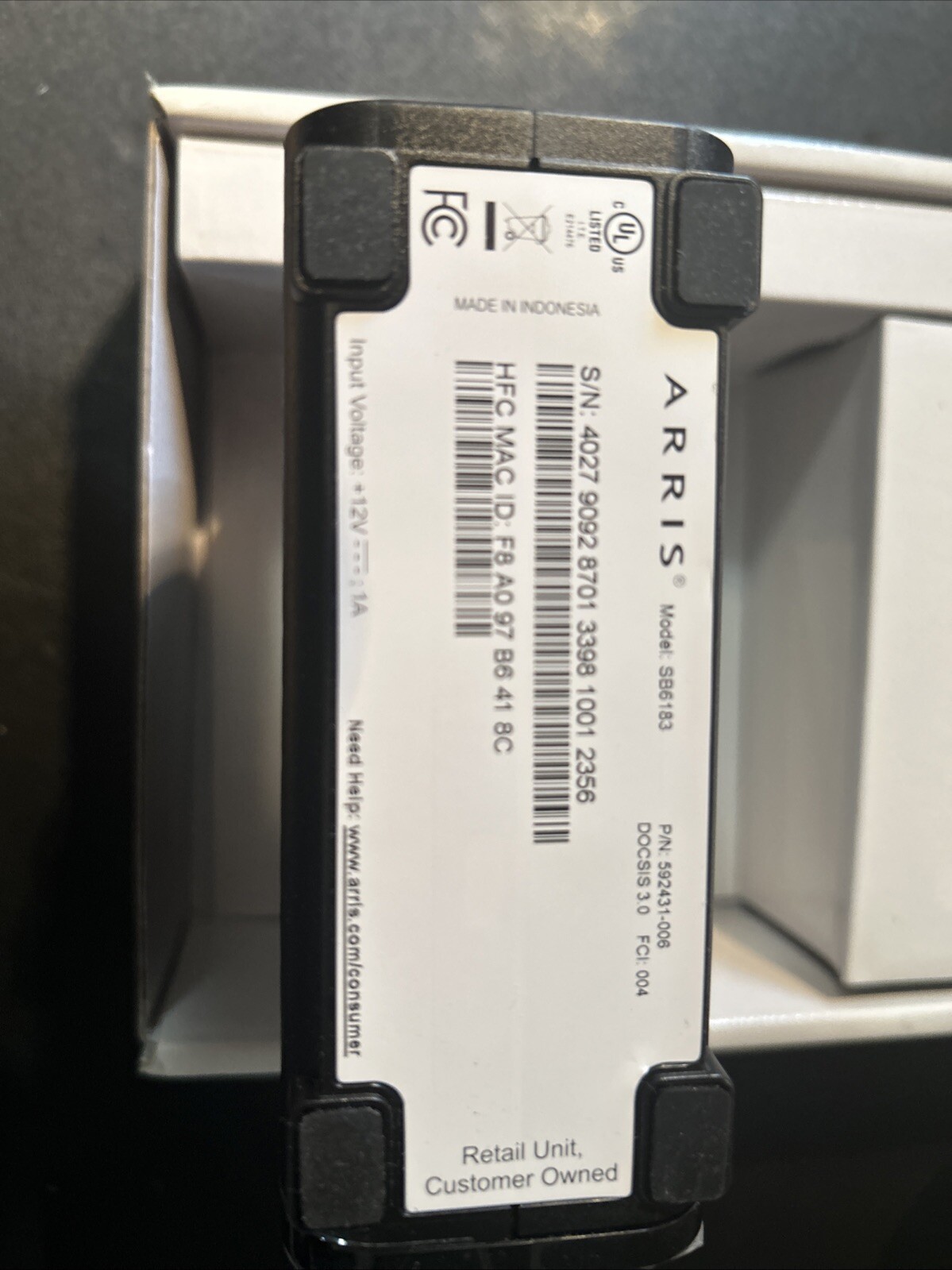 ARRIS SURFboard SB6183 DOCSIS 3.0 Cable Modem