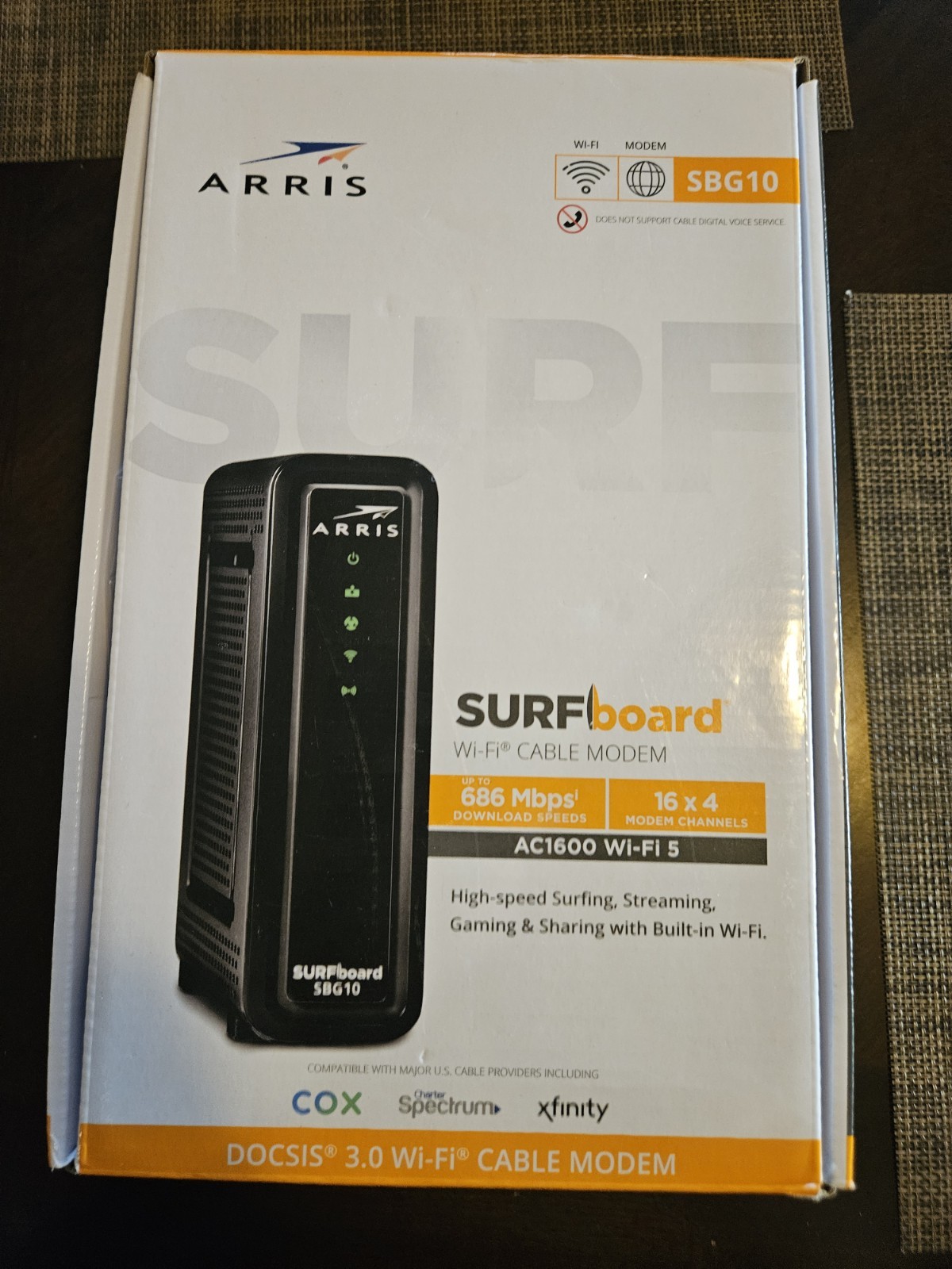 ARRIS SURFboard SBG10 DOCSIS 3.0 Cable Modem AC1600 Dual Band Wi-Fi Router – NEW