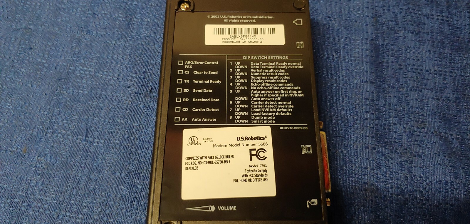 US Robotics V.92 & V.90 56k External Faxmodem Model 5686E