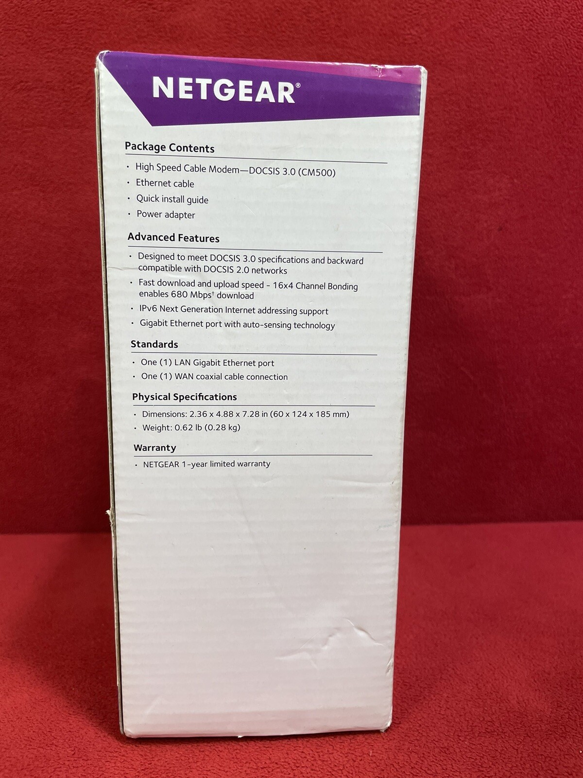 NETGEAR CM500-1AZNAS (16×4) DOCSIS 3.0 Cable Modem Max Download Speeds 680Mbps