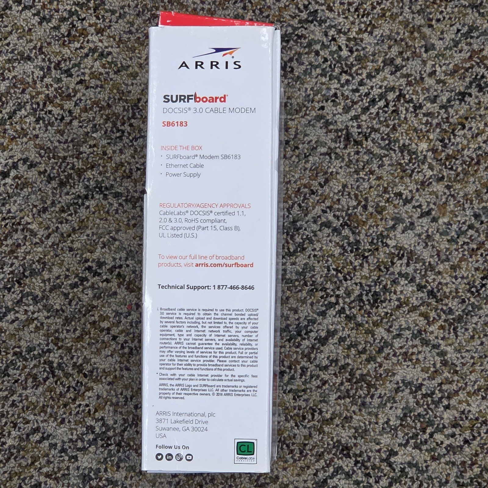 ARRIS SURFboard SB6183 DOCSIS 3.0 Cable Modem 686 Mbps 16×4 White Box Black Unit