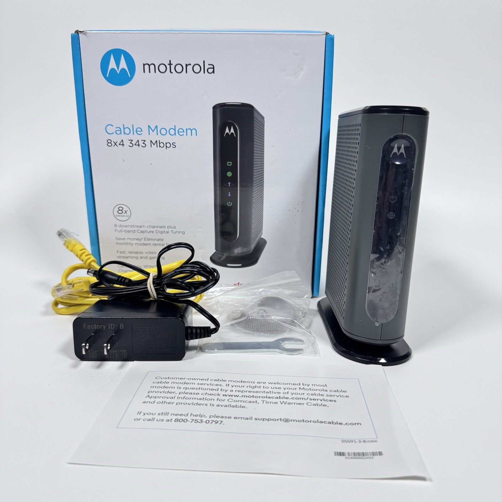 Motorola MB722010 343Mbps DOCSIS 3.0 Cable Modem – Brand New – Open Box