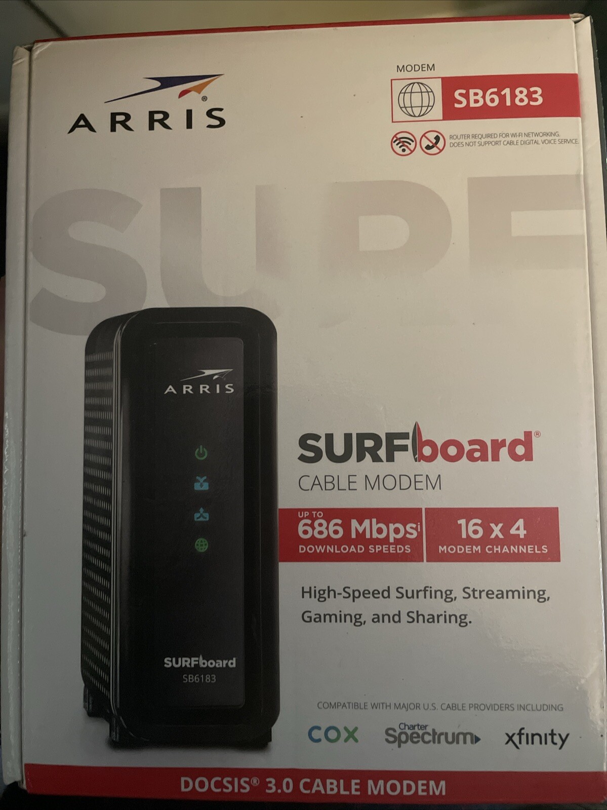 ARRIS SURFboard SB6183 DOCSIS 3.0 Cable Modem – BLACK New Sealed Free Shipping