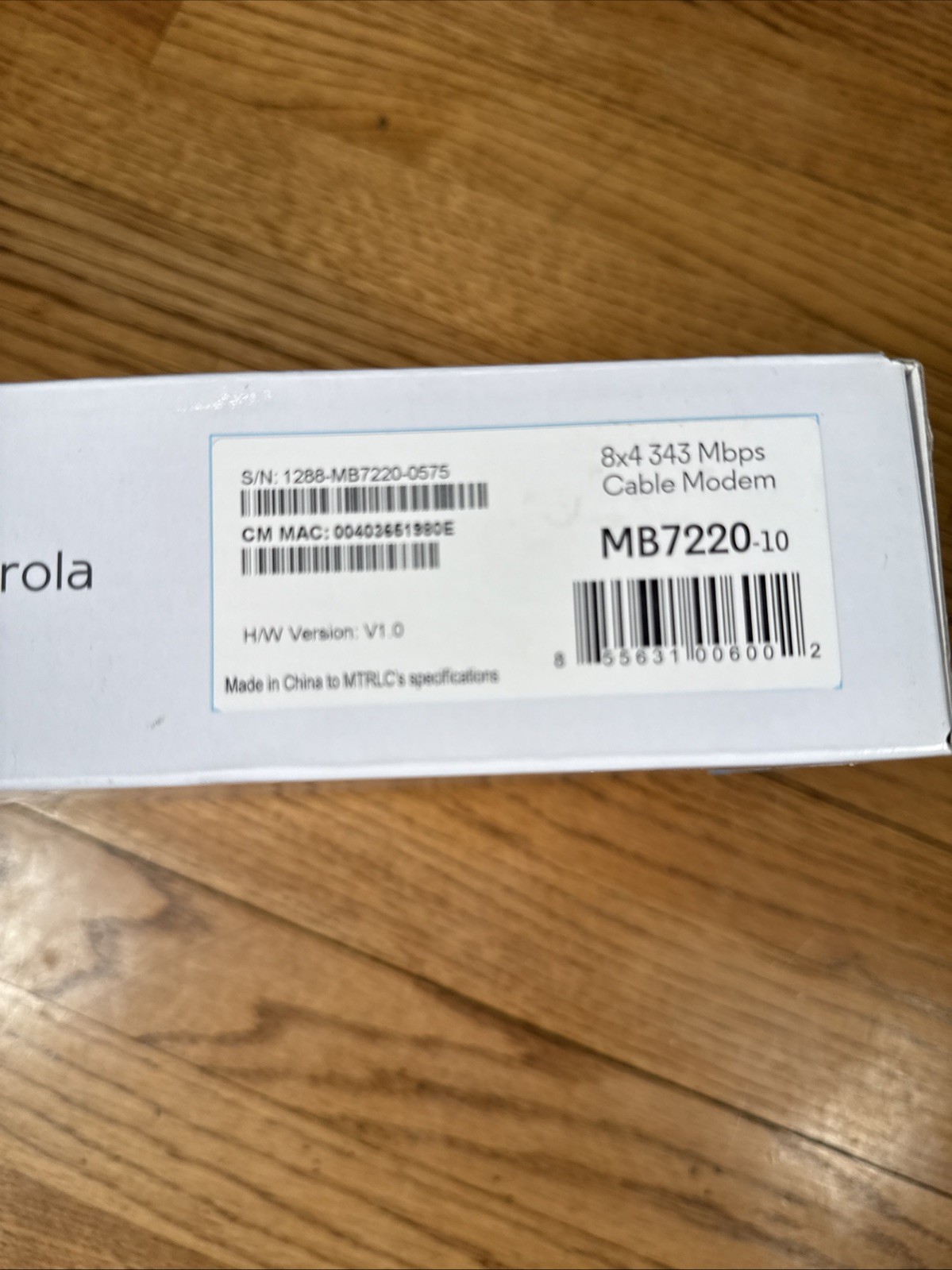 NEW Motorola 8×4 Cable Modem Model MB7220 OPEN BOx