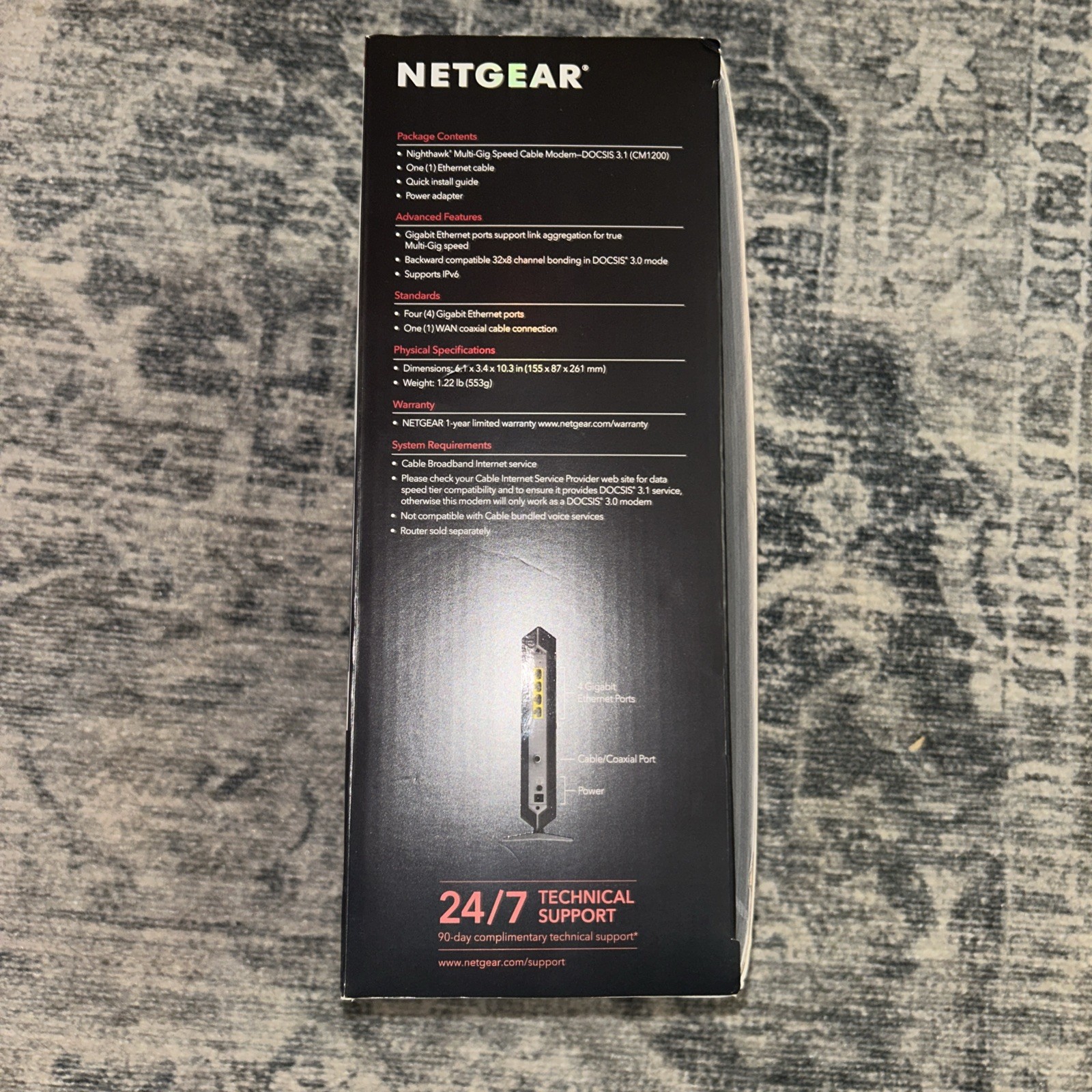 Netgear Nighthawk CM1200 Multi-Gig Speed Cable Modem DOCSIS 3.1 606449140750