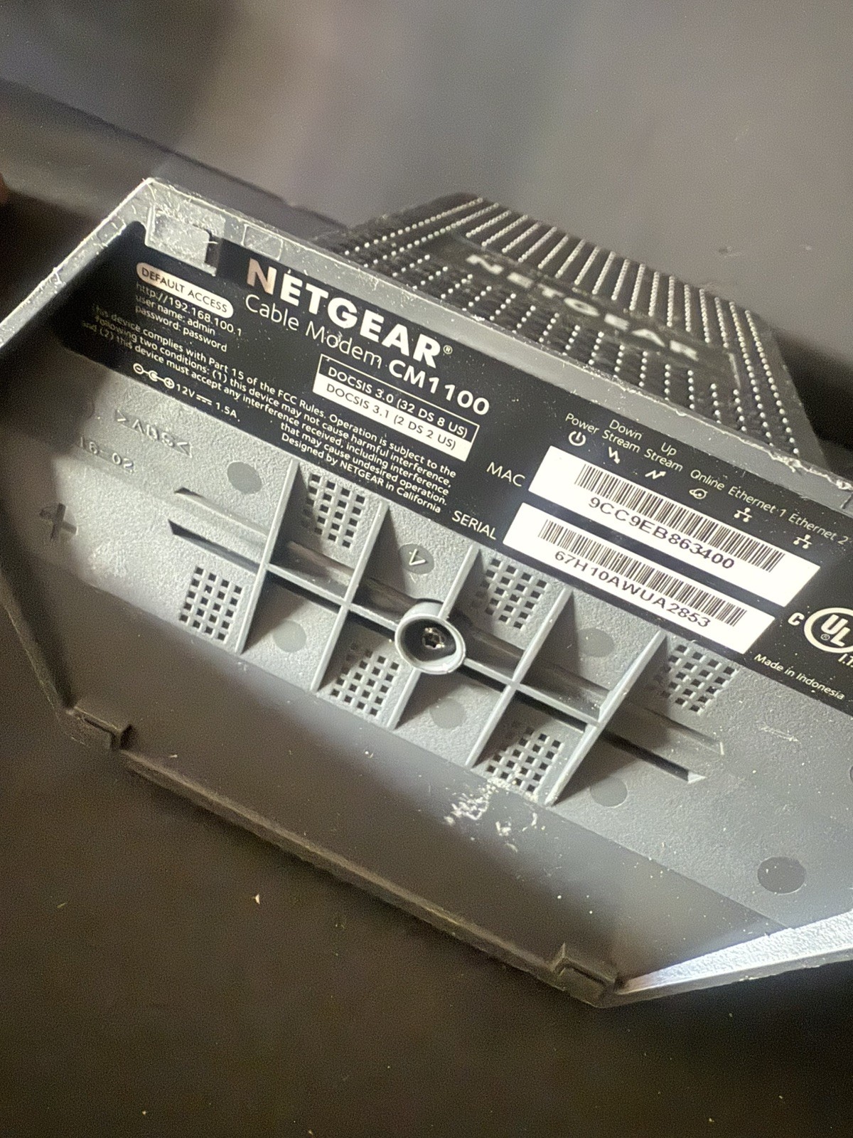 Netgear CM1100 Cable Modem DOCSIS 3.1 Nighthawk