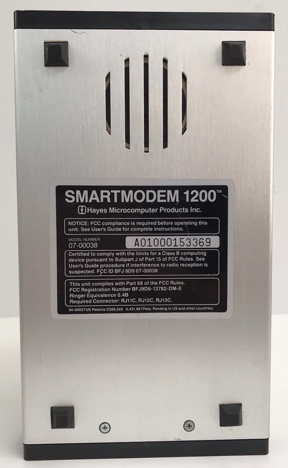 Hayes Microcomputer Smartmodem 1200 PC Modem w/ AC Adapter Power Works