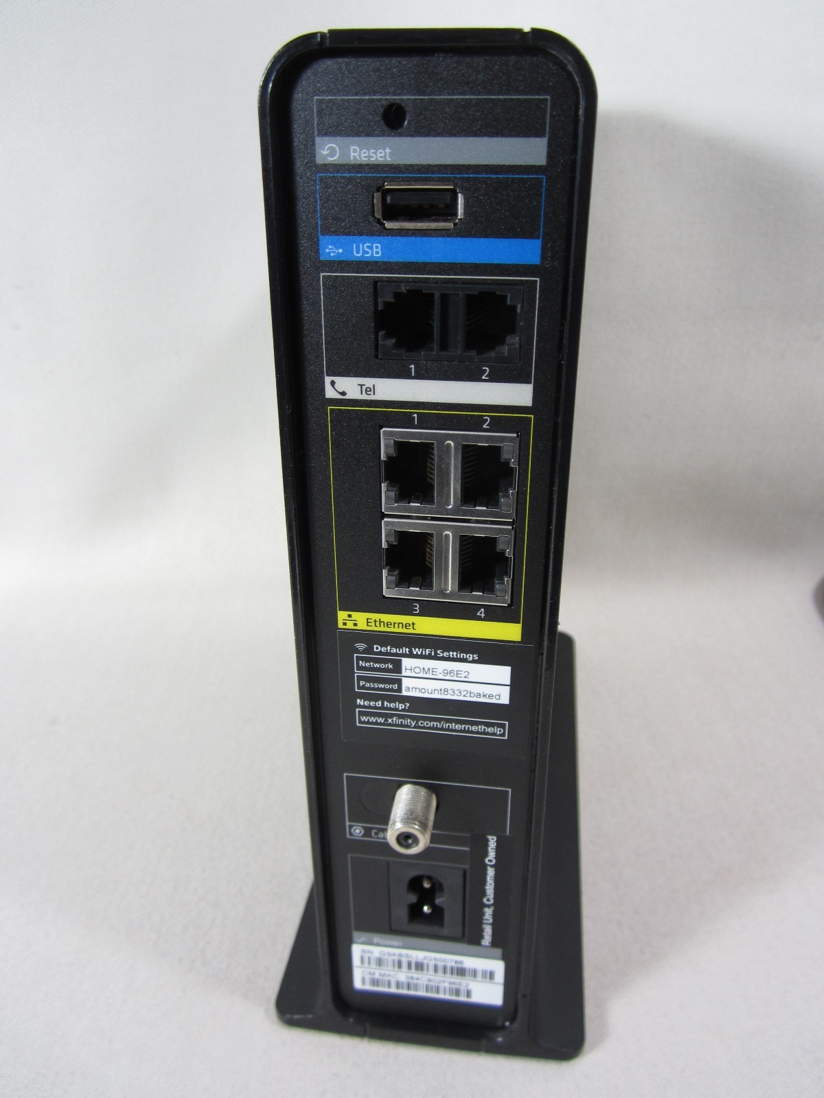 Xfinity Cable Modem Wifi Router Arris TG862G/CT With Power cord USED