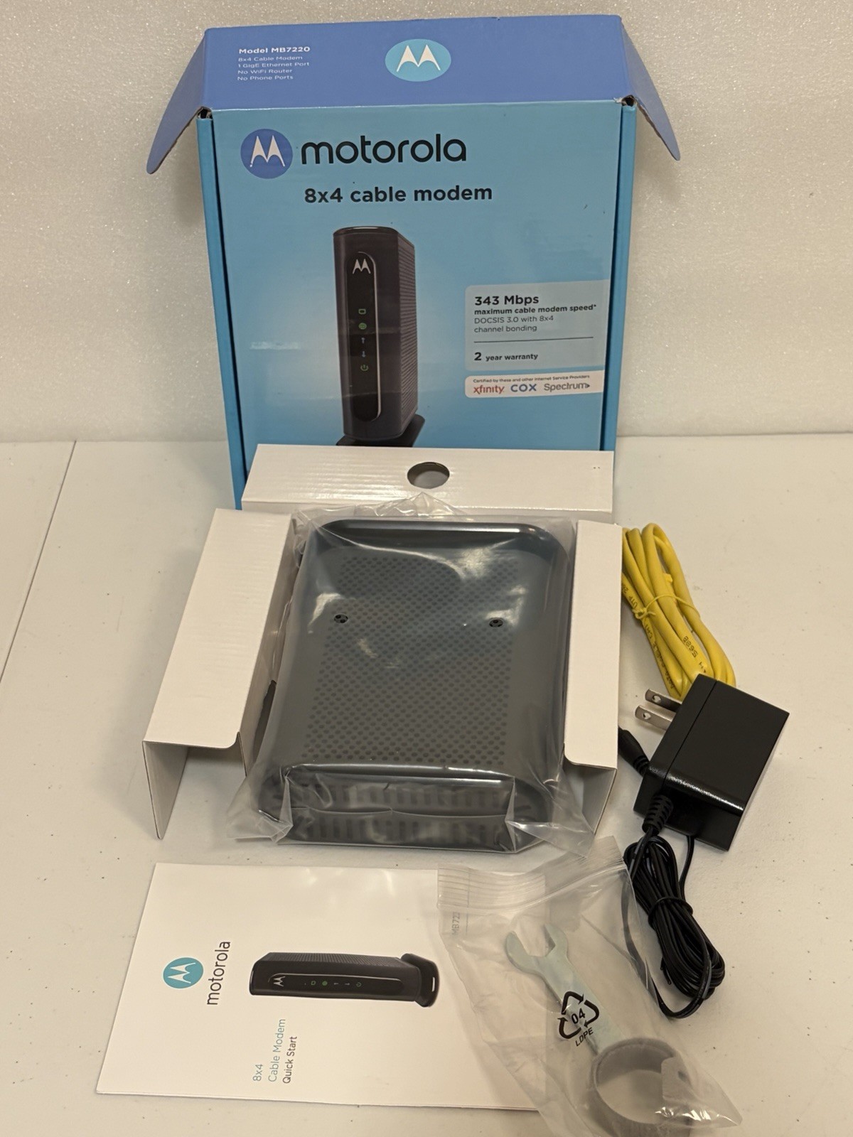 NEW SEALED Motorola MB7220-10 8×4 343Mbps DOCSIS 3.0 Cable Modem