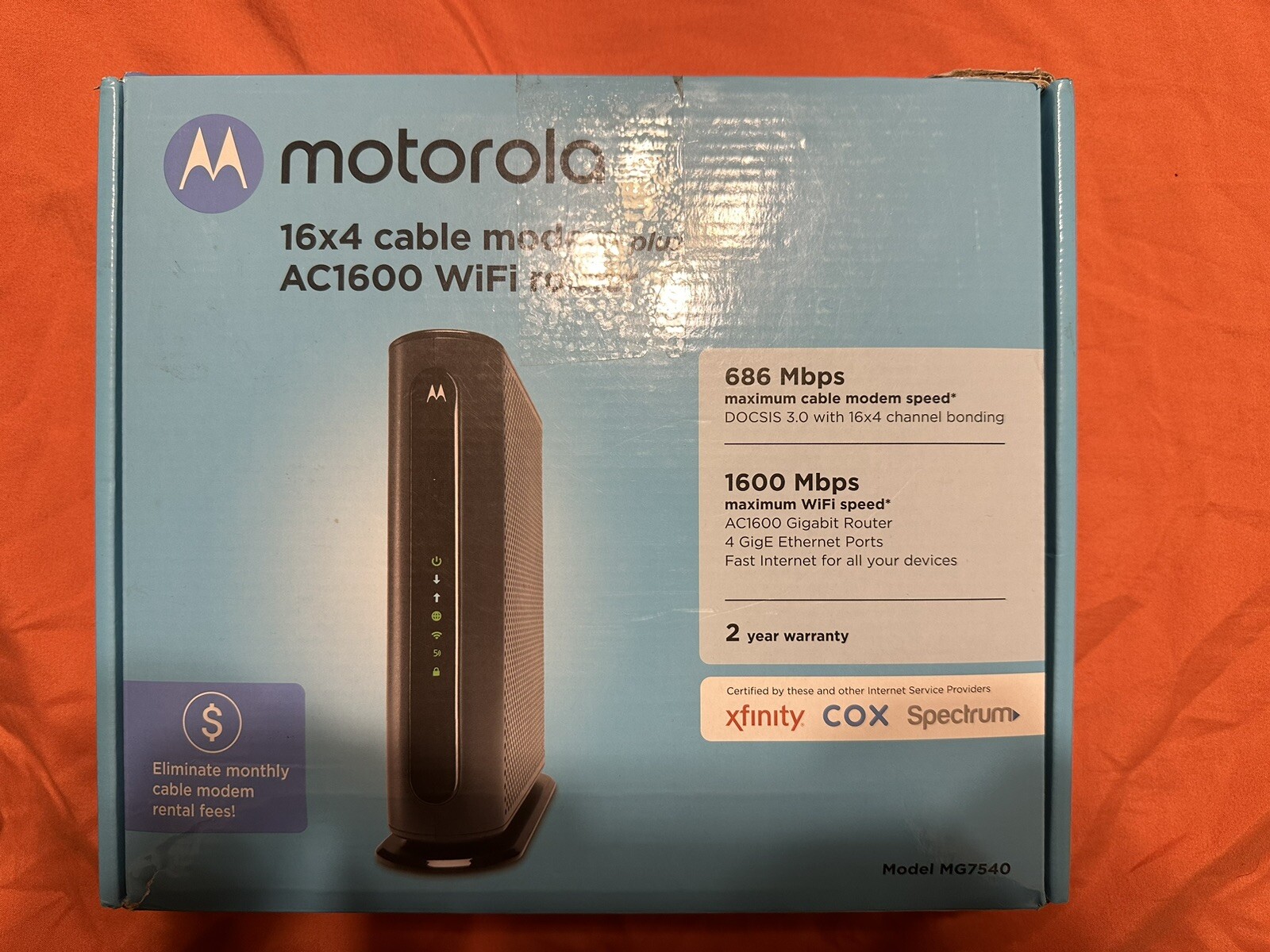 Motorola MG7540-10 16×4 Cable Modem – Black