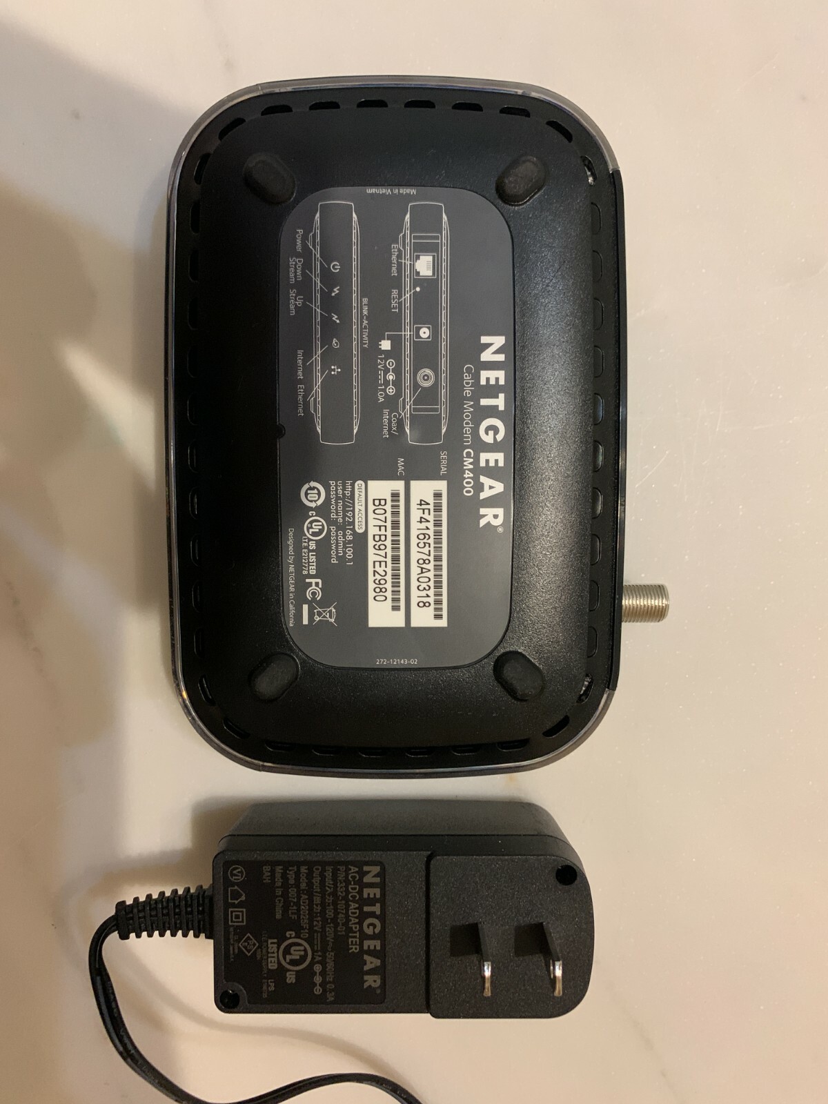 Netgear CM400 High Speed Cable Modem DOCSIS 3.0