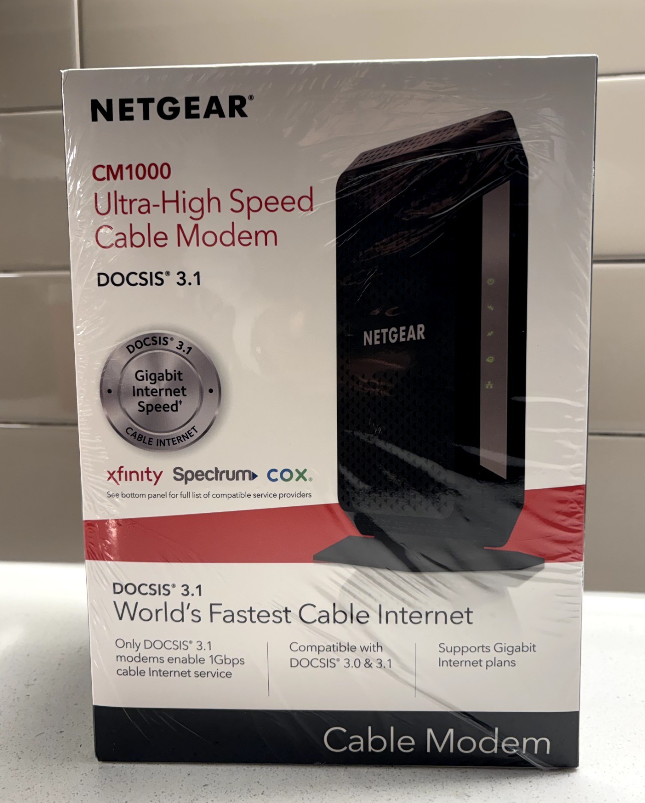Netgear Cable Modem Black(CM1000-100NAS)Gigabit Ethernet, Cox, Spectrum, XFinity