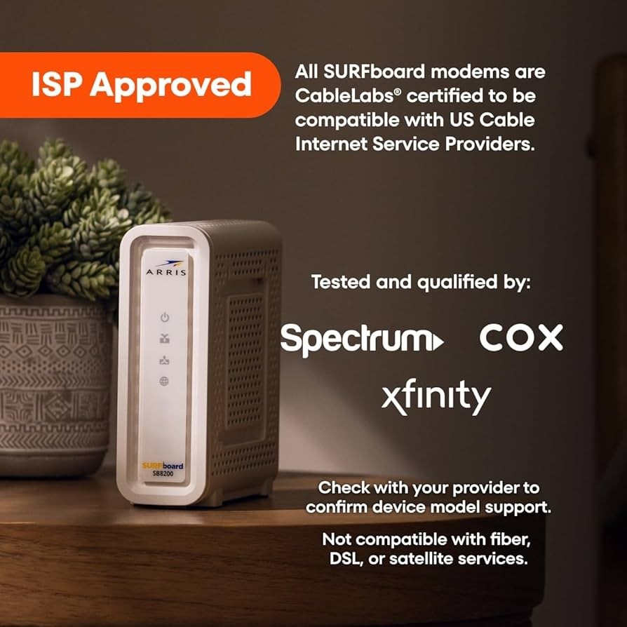ARRIS SURFboard SB8200 DOCSIS 3.1 10 Gbps Cable Modem 9K