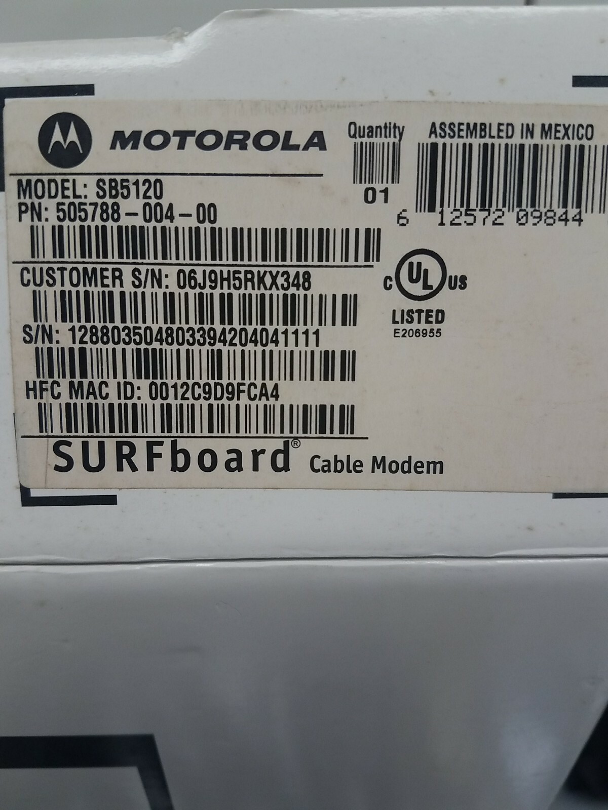 Motorola SURFboard SB5120 (505788-006-00) 38.91 Mbps