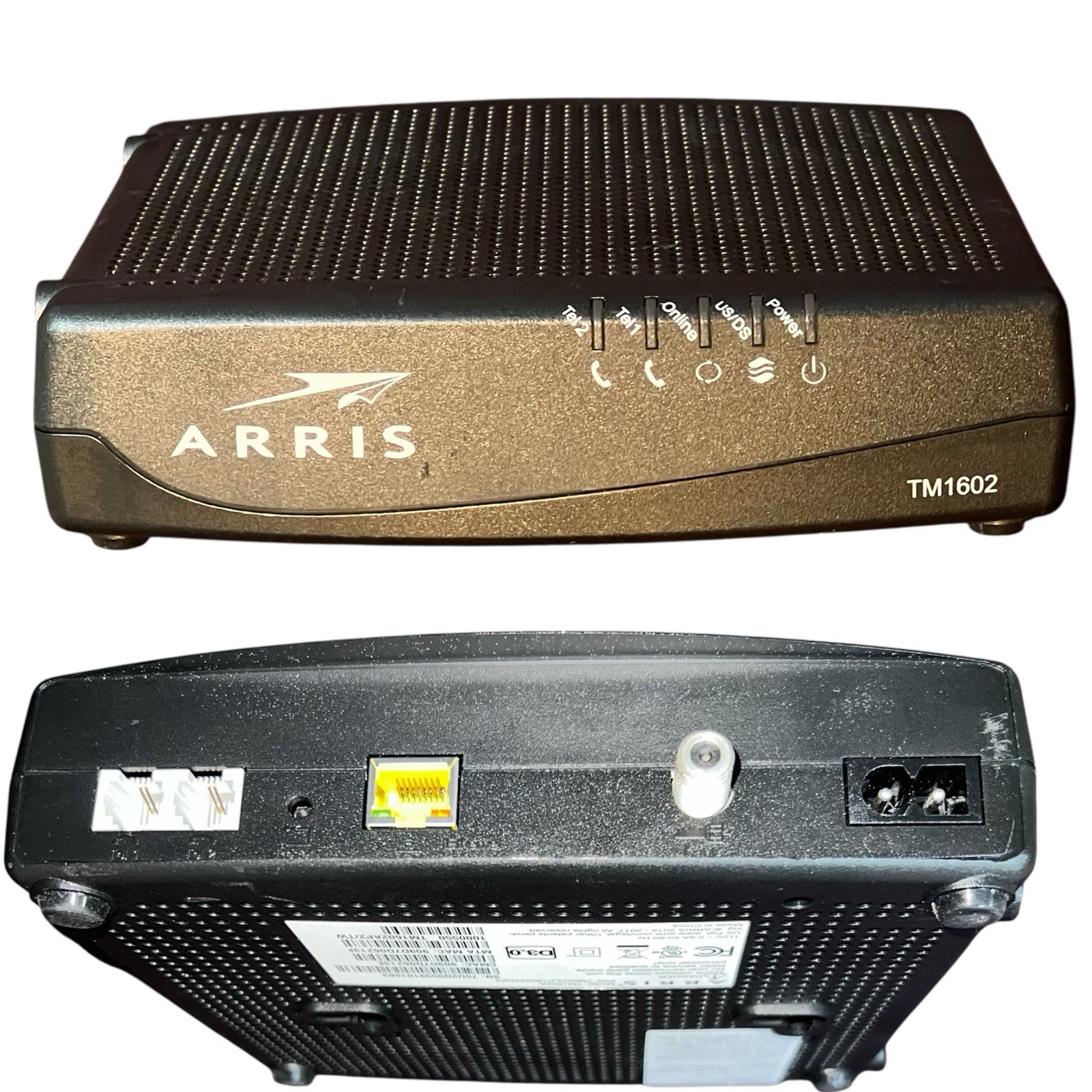 Arris TM1602A DOCSIS 3.0 Telephony Cable Modem Optimum WOW Cablevision Charter