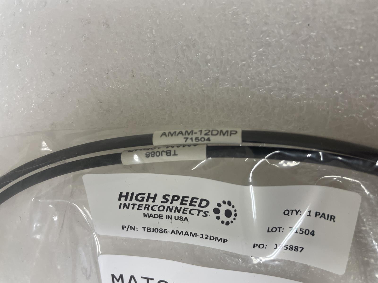 HIGH SPEED INTERCONNECTS TBJ086-AMAM-12DMP, 1 PAIR OF CONNECTORS