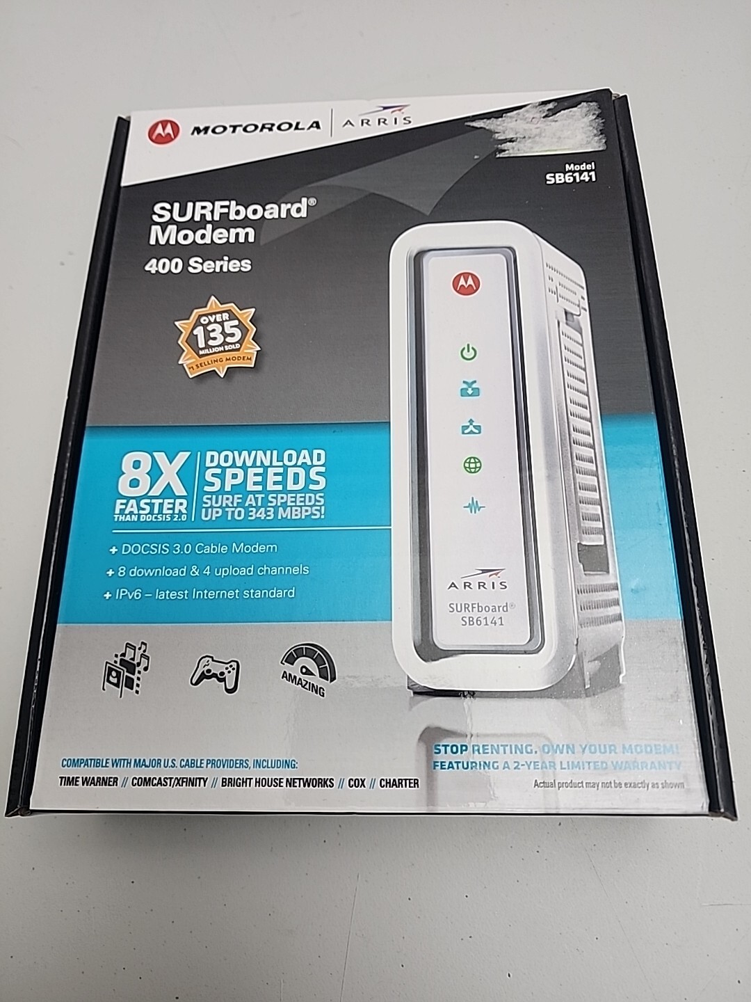 Motorola Arris SURFboard Cable Modem SB6141 400 Series DOCSIS 3.0 Open Box