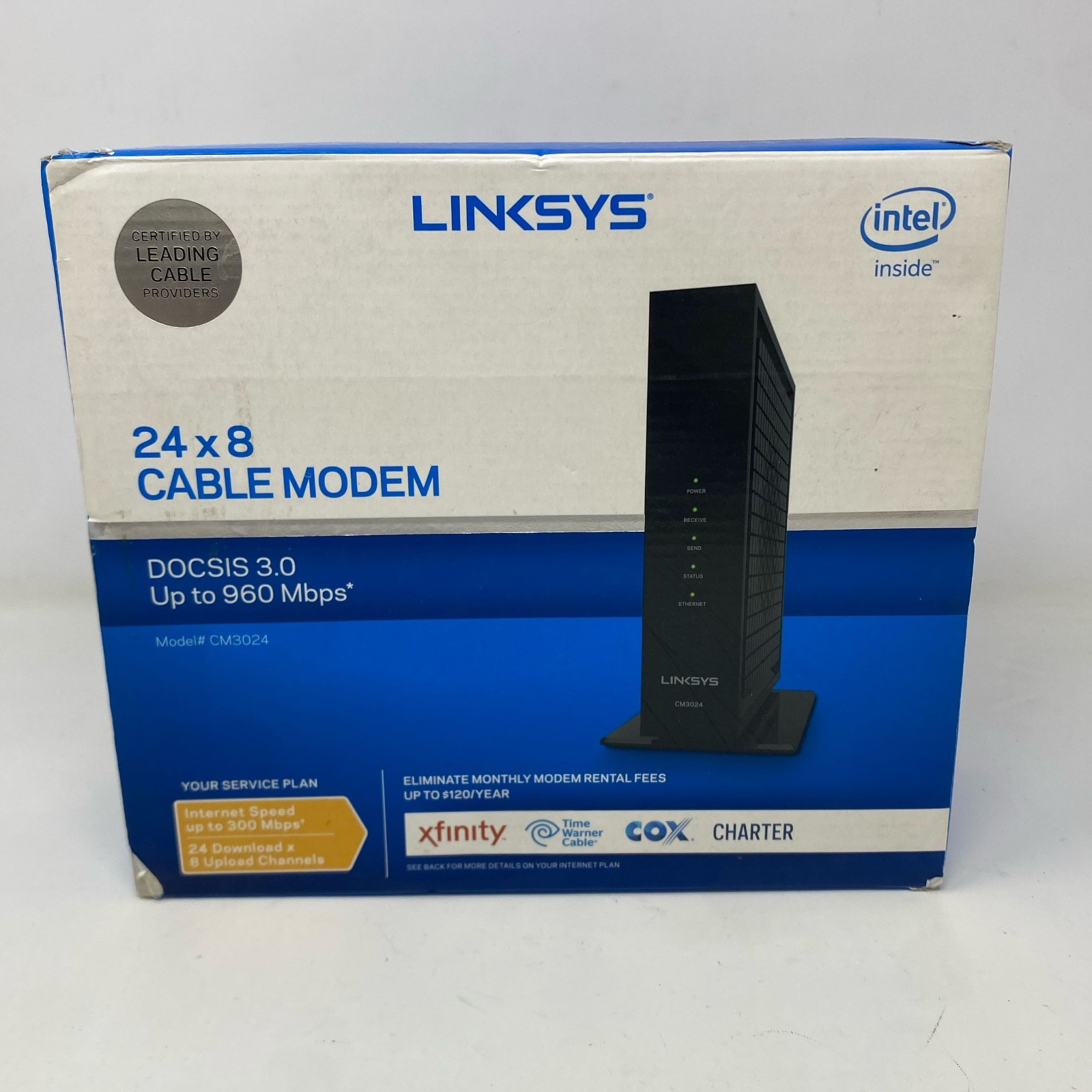 Linksys CM3024 DOCSIS 3.0 24×8 Cable Modem, Black