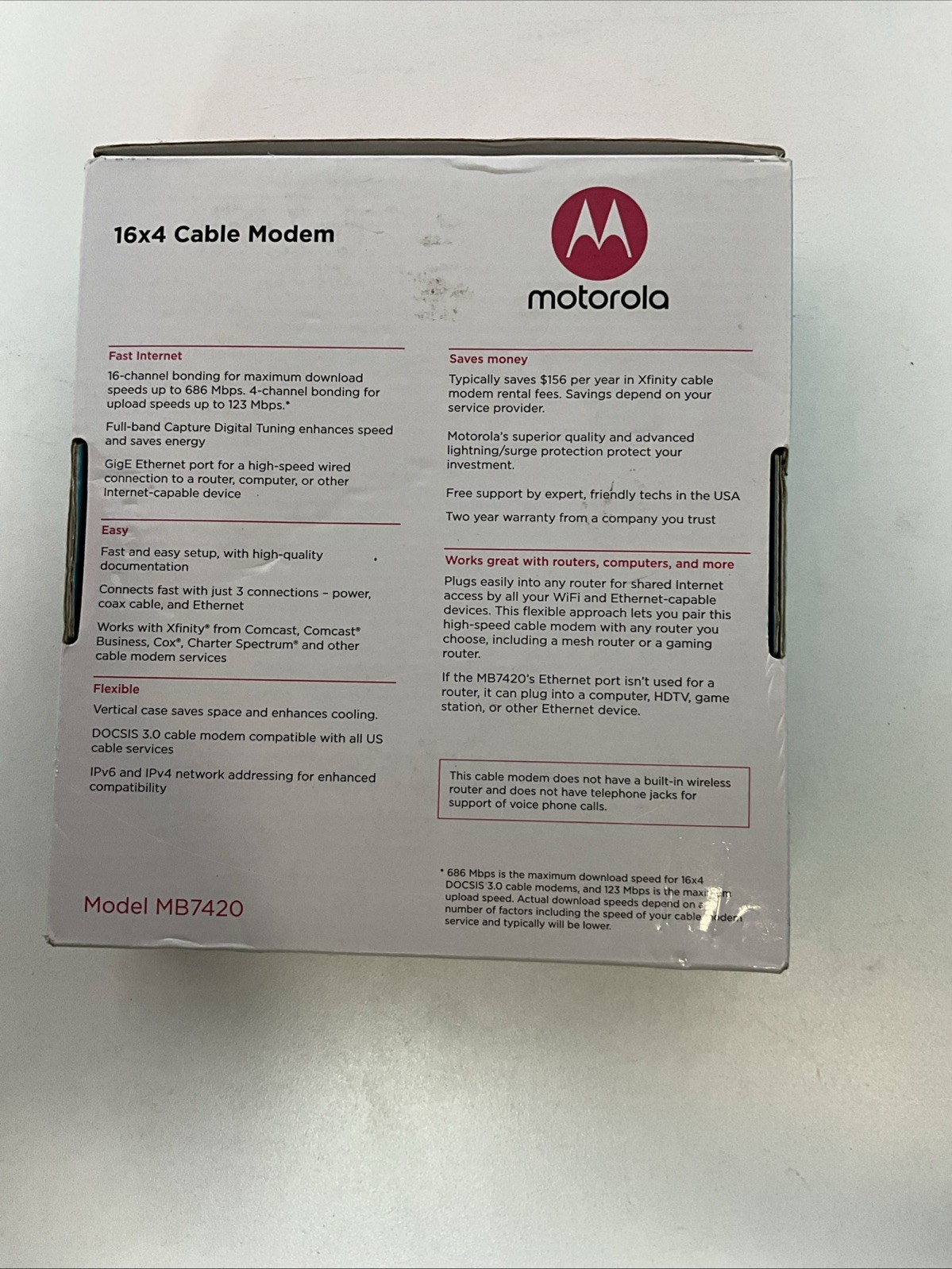 Motorola MB7420-10 16×4 686 Mbps DOCSIS 3.0 Cable Modem