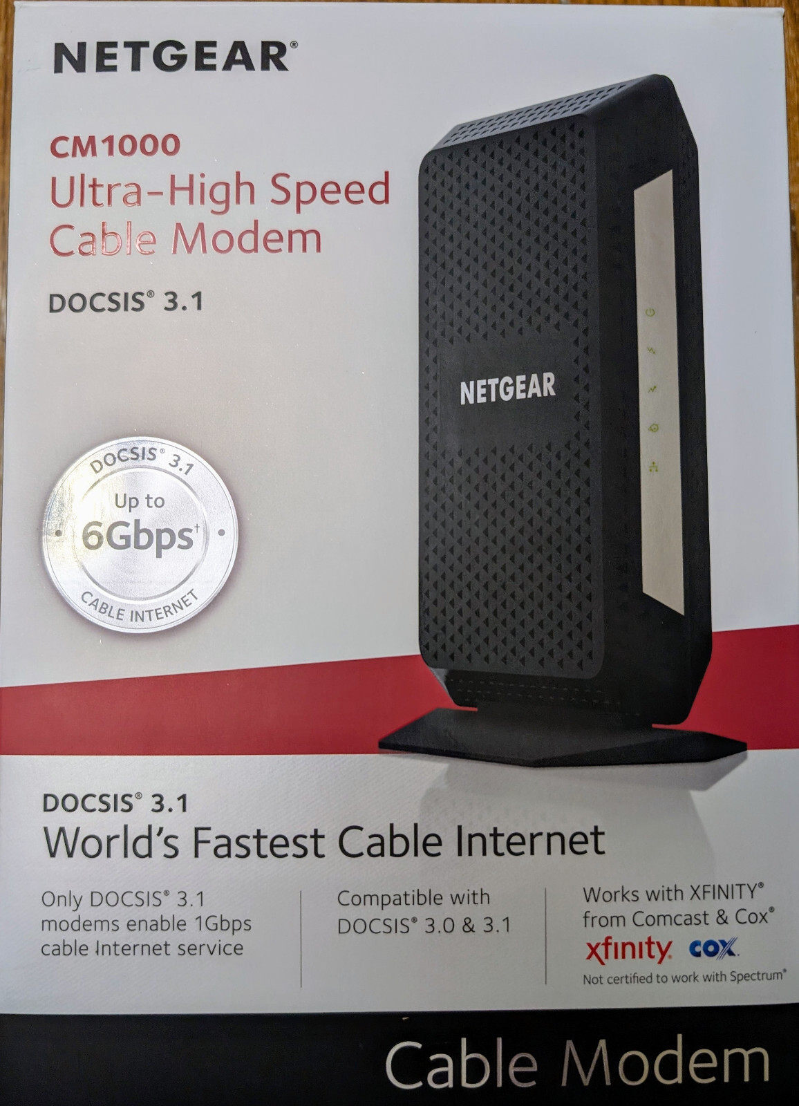 NETGEAR CM1000 Ultra-High Speed Cable Modem (CM1000-1AZNAS) DOCSIS 3.1 1 Gbps