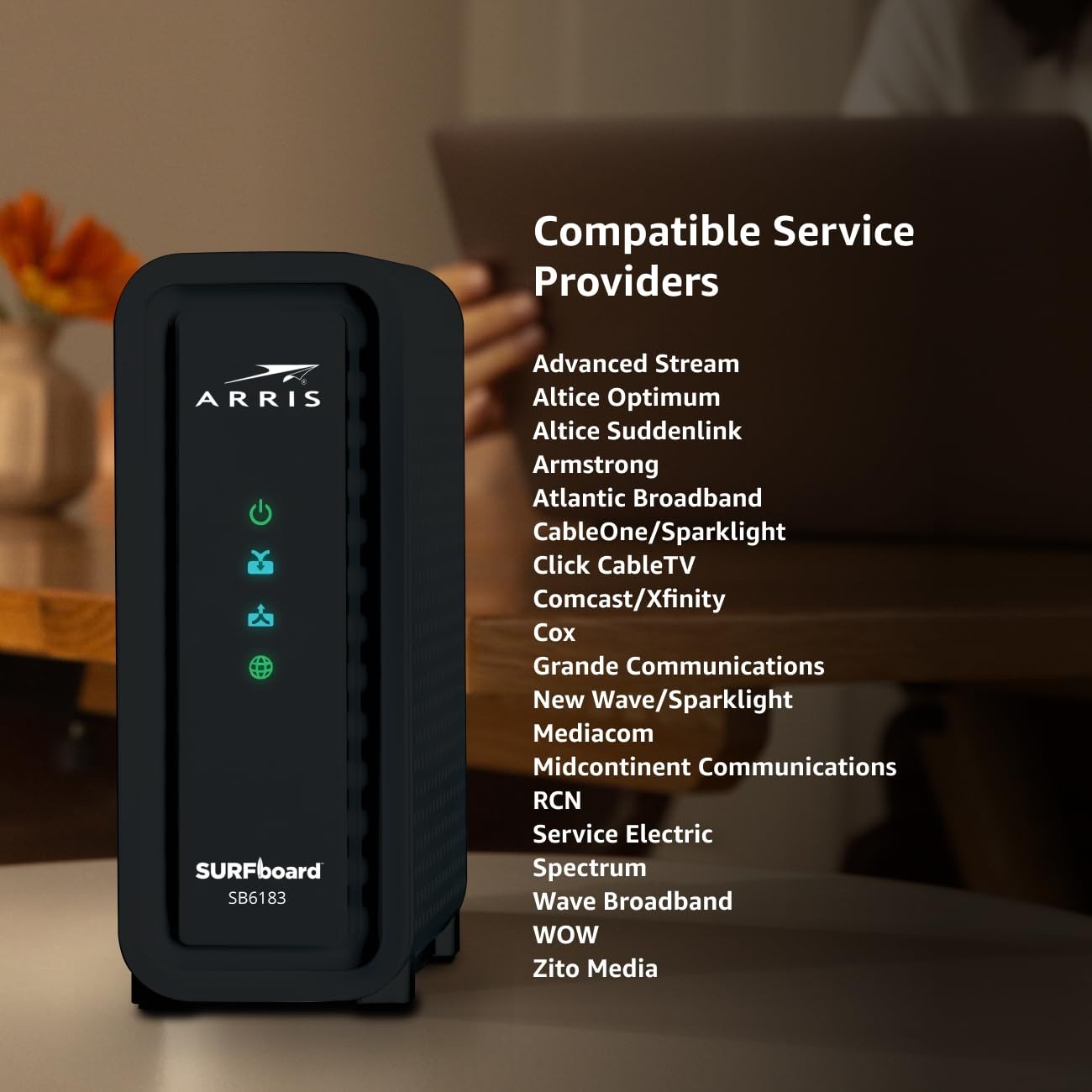 High-Speed DOCSIS 3.0 Cable Modem, 16×4 Gigabit, 1 Gbps Port, 400 Mbps Max Speed