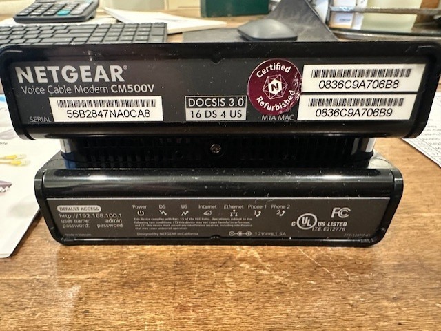 NETGEAR CM500V Cable Modem for Internet & Voice