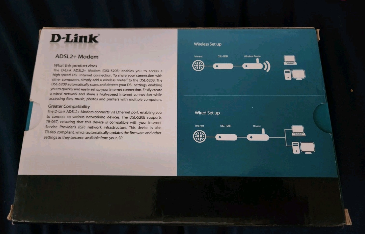 D-Link ADSL2+ Ethernet Modem-DSL-520B Broadband (Fast Shipping) Disc-read