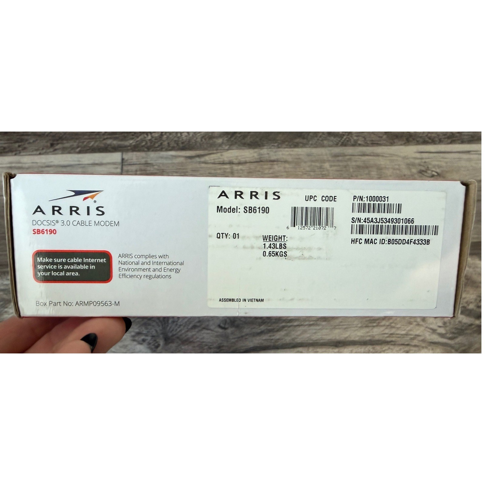 Arris SURFboard SB6190 Cable Modem White DOCSIS 3.0 High Speed Gaming