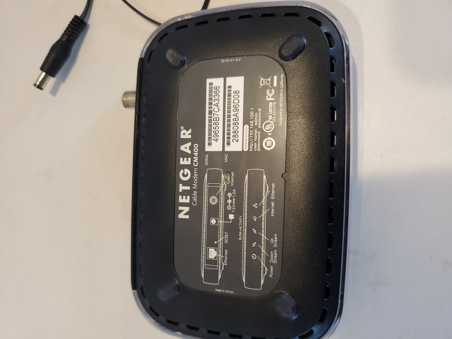 NETGEAR CM400 High Speed Cable Modem Works