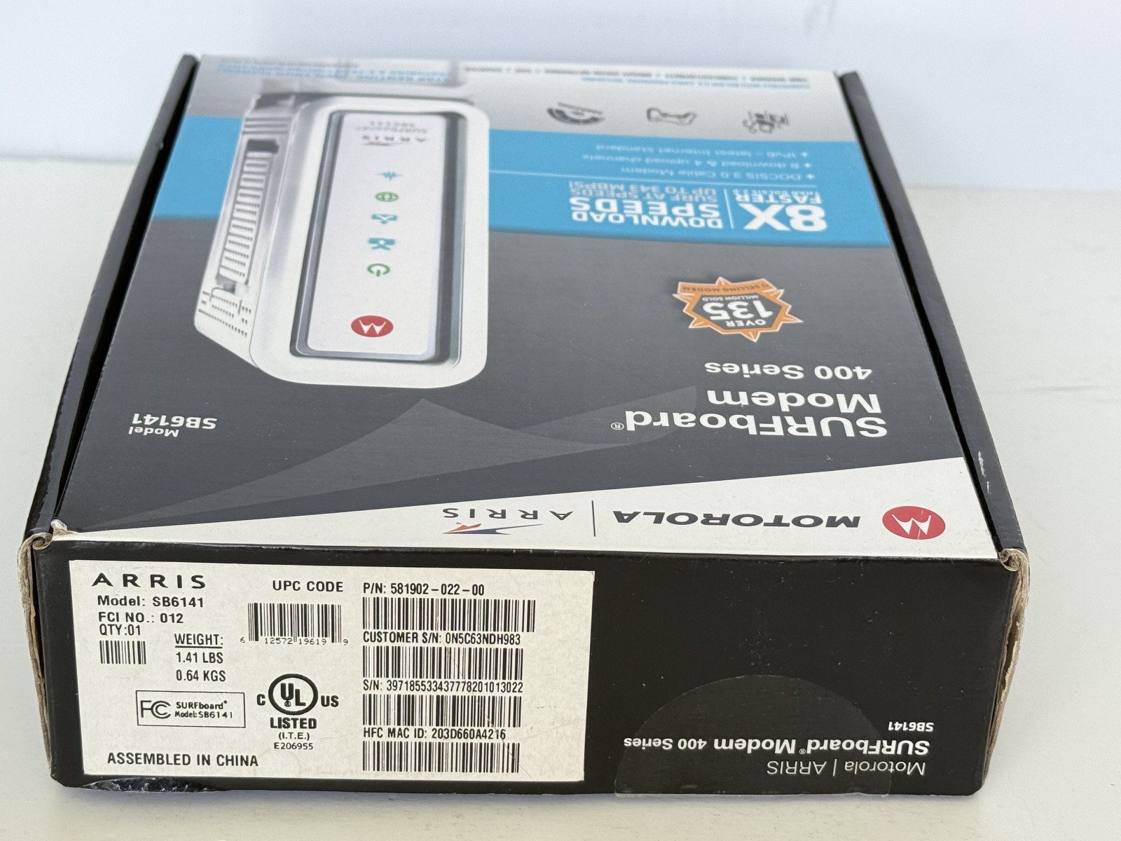 Motorola ARRIS SURFboard SB6141 Mbps DOCSIS 3.0 Cable Modem Tested Works Great