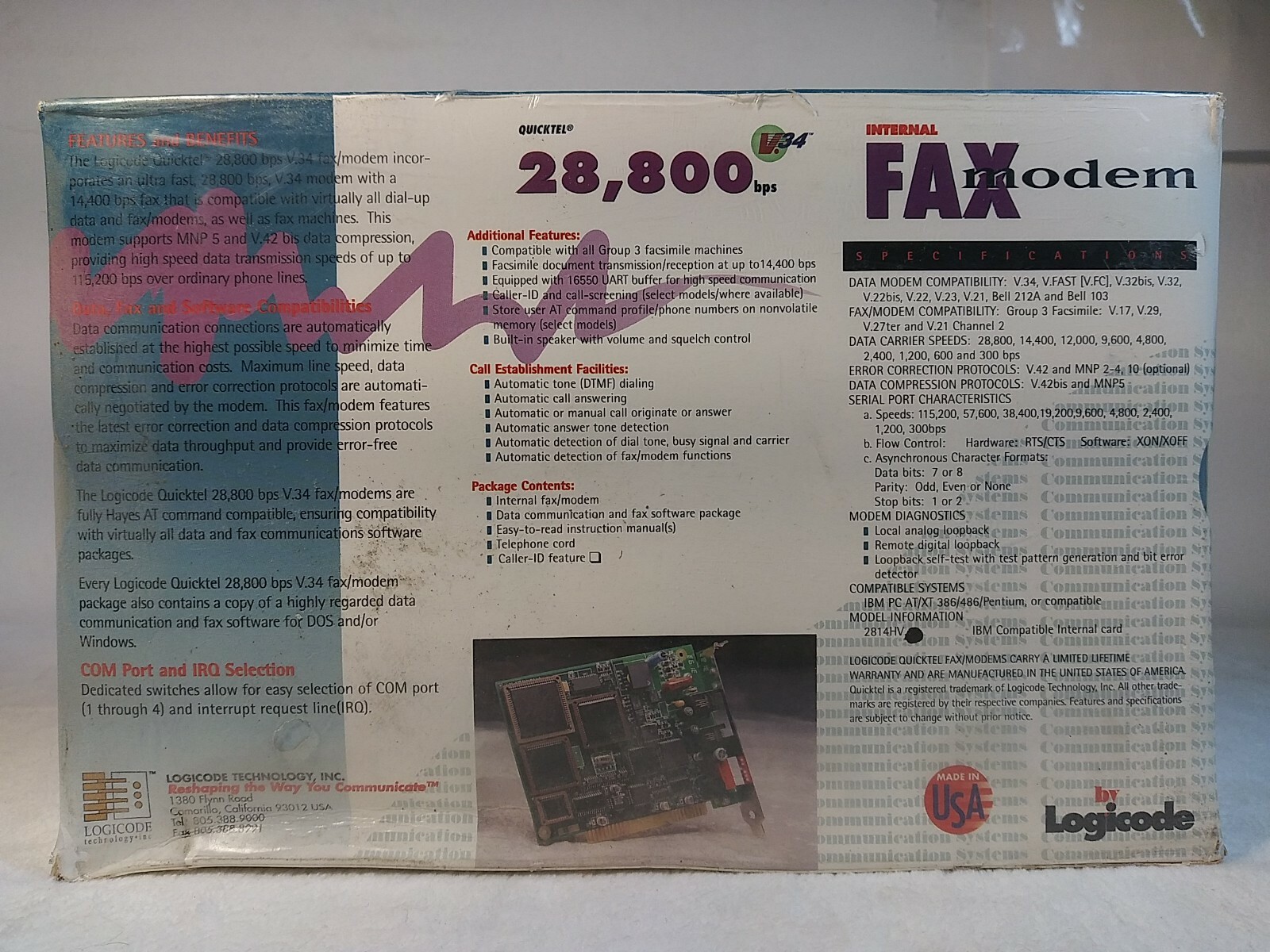 Quicktel V.34 Internal Fax Modem New In Box Lot of 3 Logicode Sealed NOS