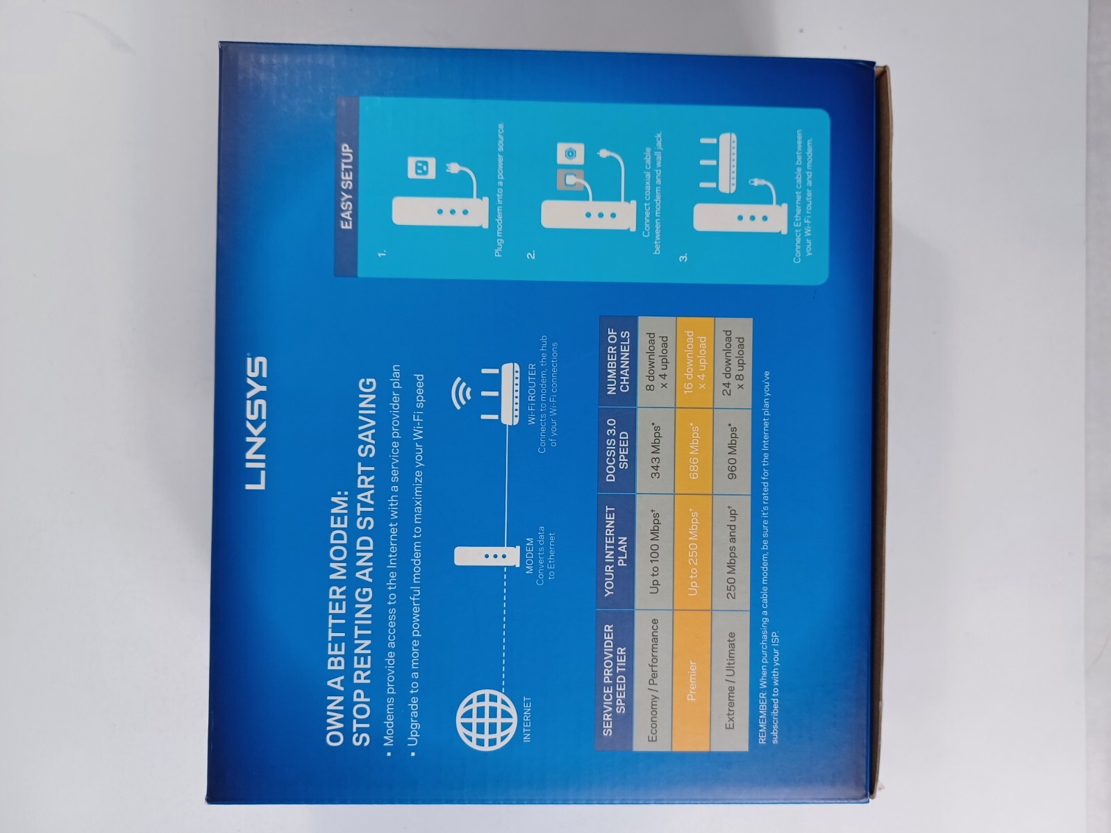 Linksys Cable Modem Model CM3016 DOCSIS 3.0