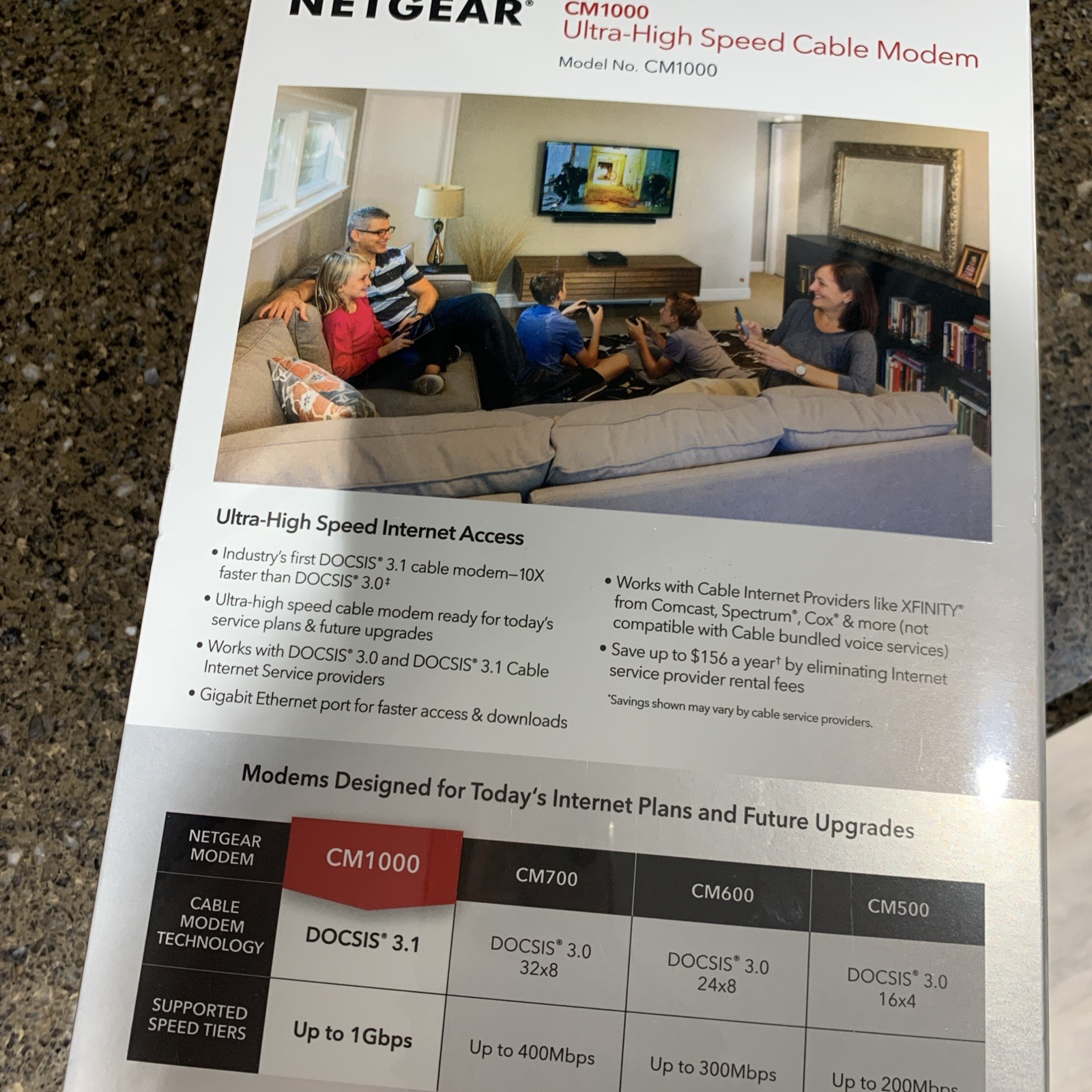 Netgear CM1000 Gigabit Cable Modem Ultra High Speed DOCSIS 3.1 CM1000