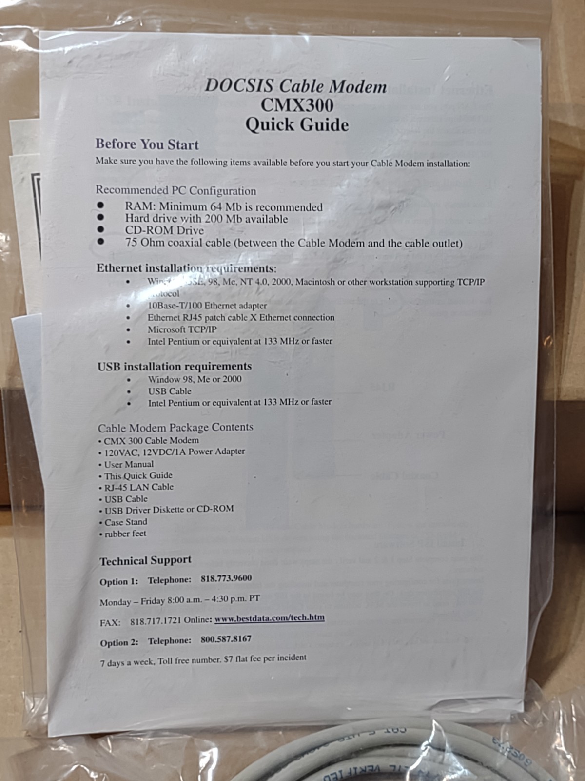 Smart One CMX300 Cable Modem