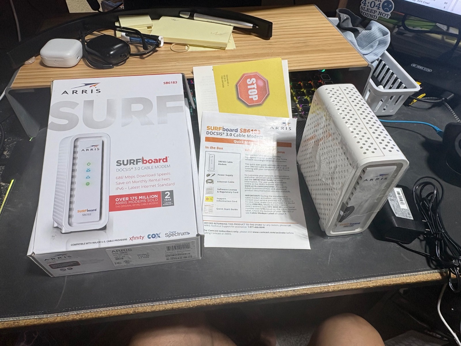 ARRIS SURFboard SB6183 DOCSIS 3.0 Cable Modem Tested w/ Box & Power Adapter