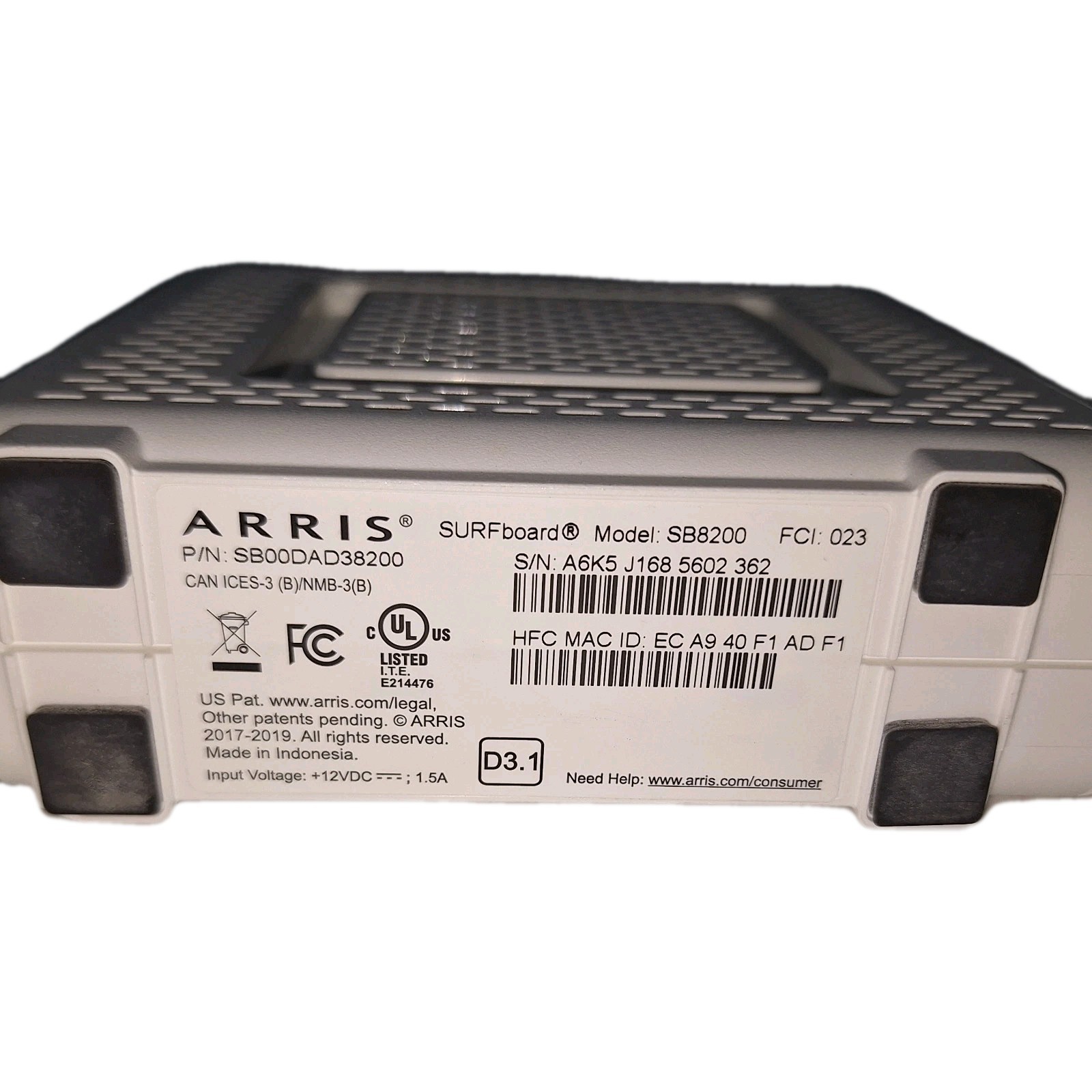 ARRIS SURFboard SB8200 – Fast DOCSIS 3.1 Cable Modem W/ Power Supply