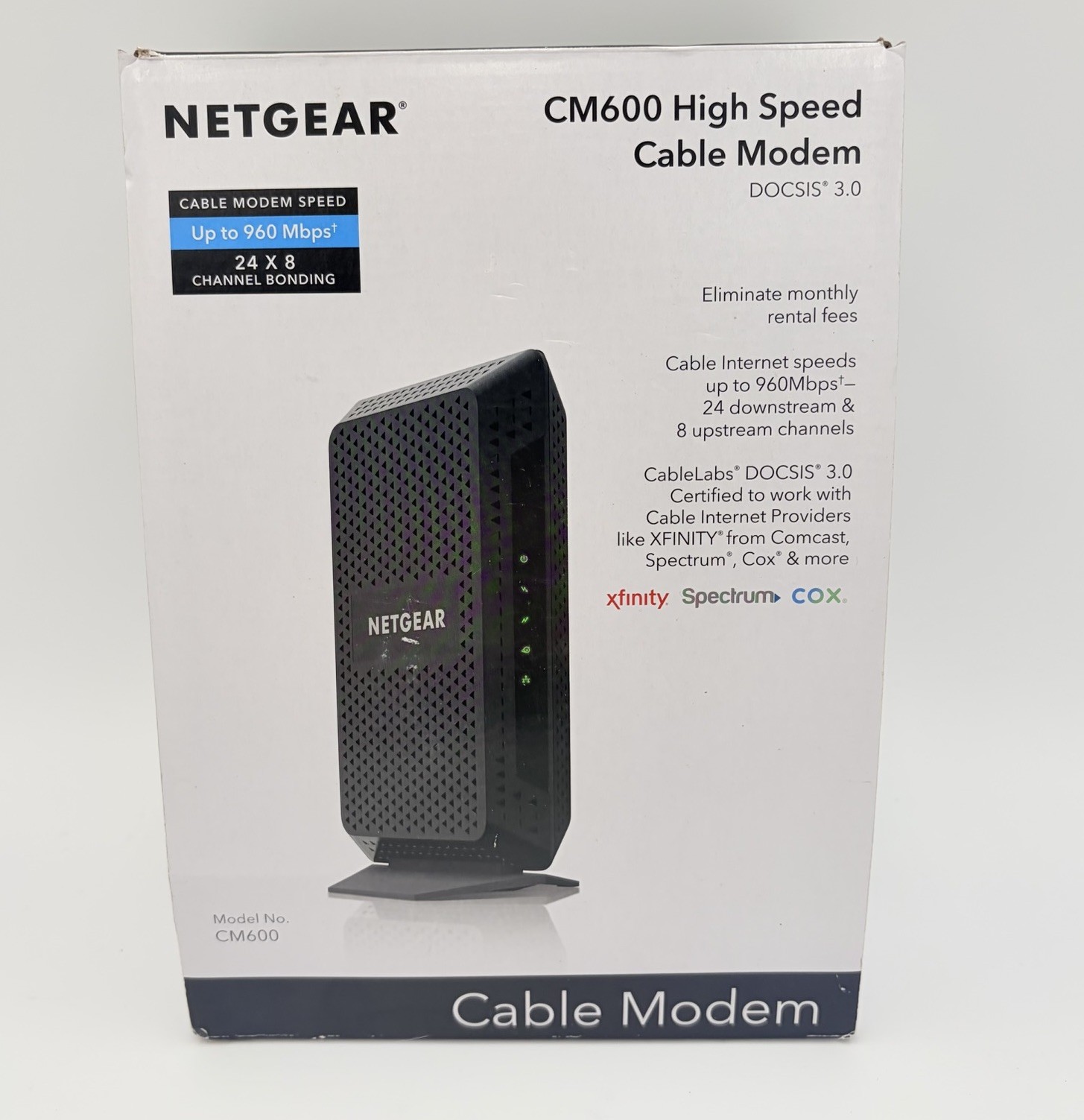 NETGEAR CM600 DOCSIS 3.0 Cable Modem NIB CM600-1AZNAS Open Box