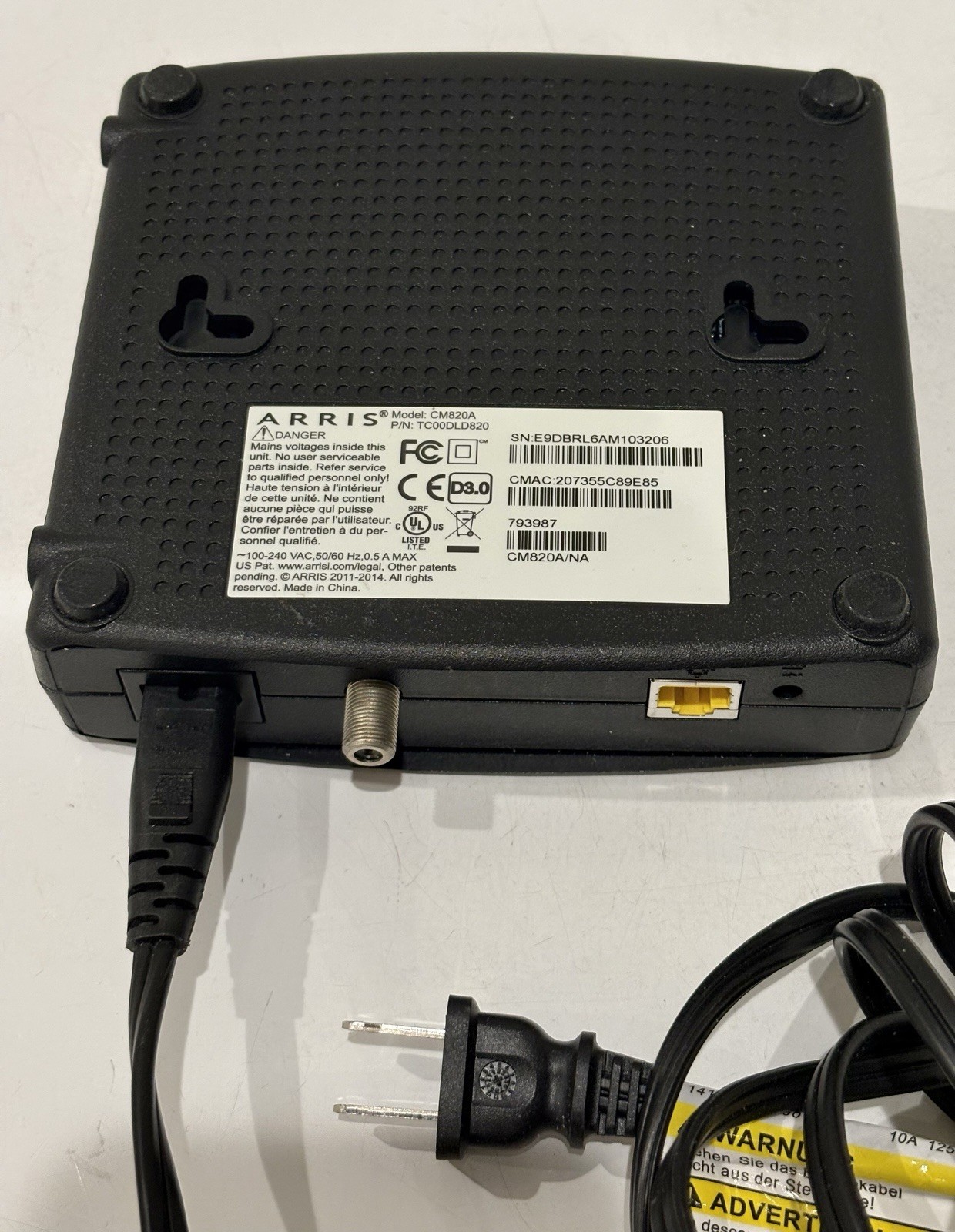 Arris CM820A DOCSIS 3.0 Cable Modem
