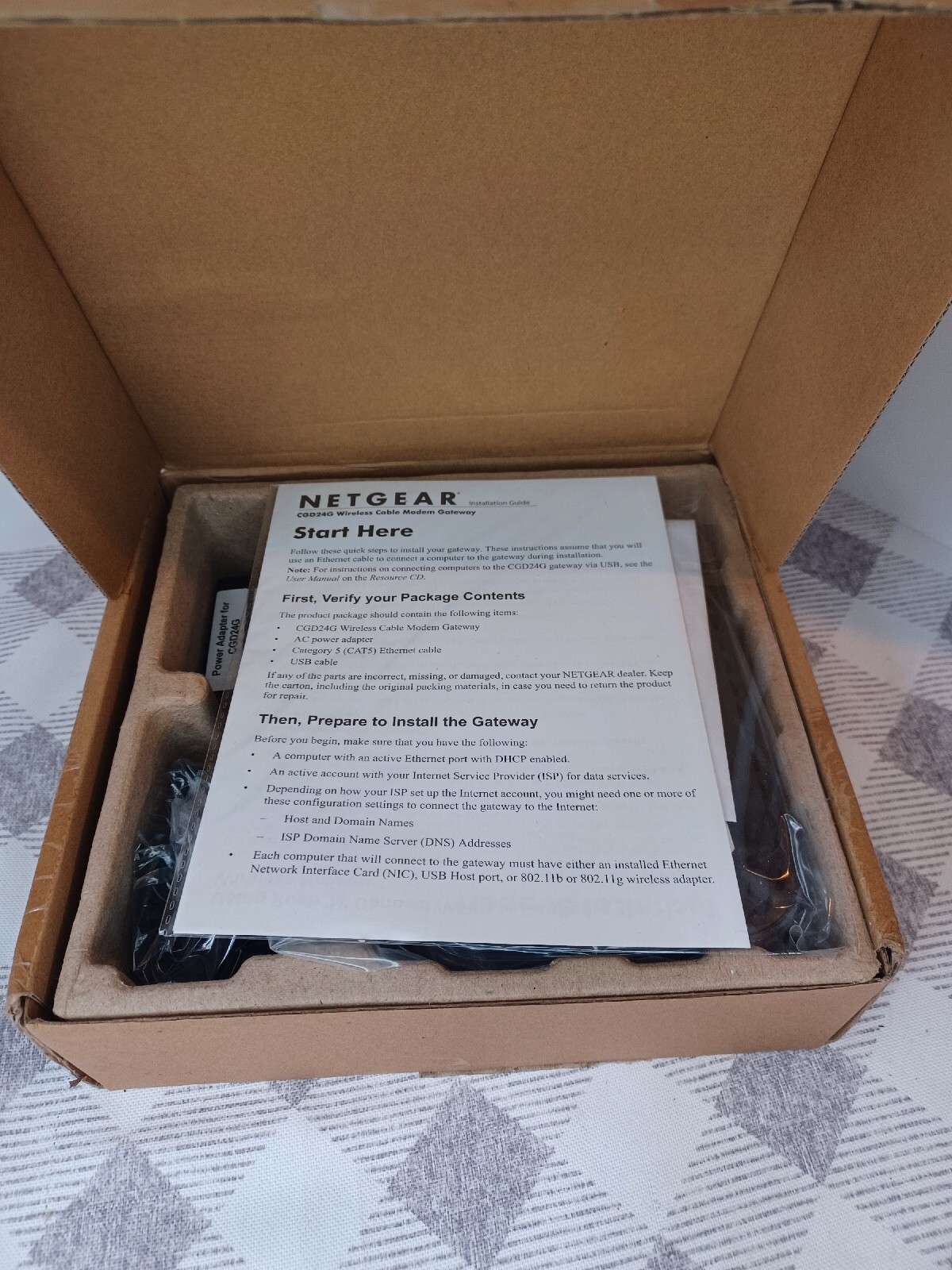 Netgear Wireless Cable Modem Gateway CGD24G . New