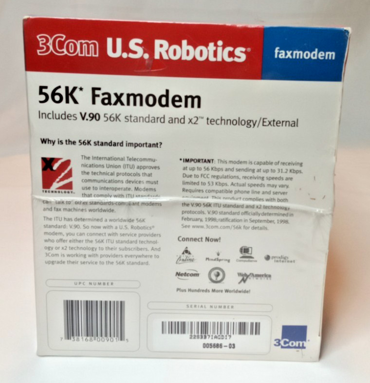 3Com US Robotics 56k Fax modem Model 5686 NIB