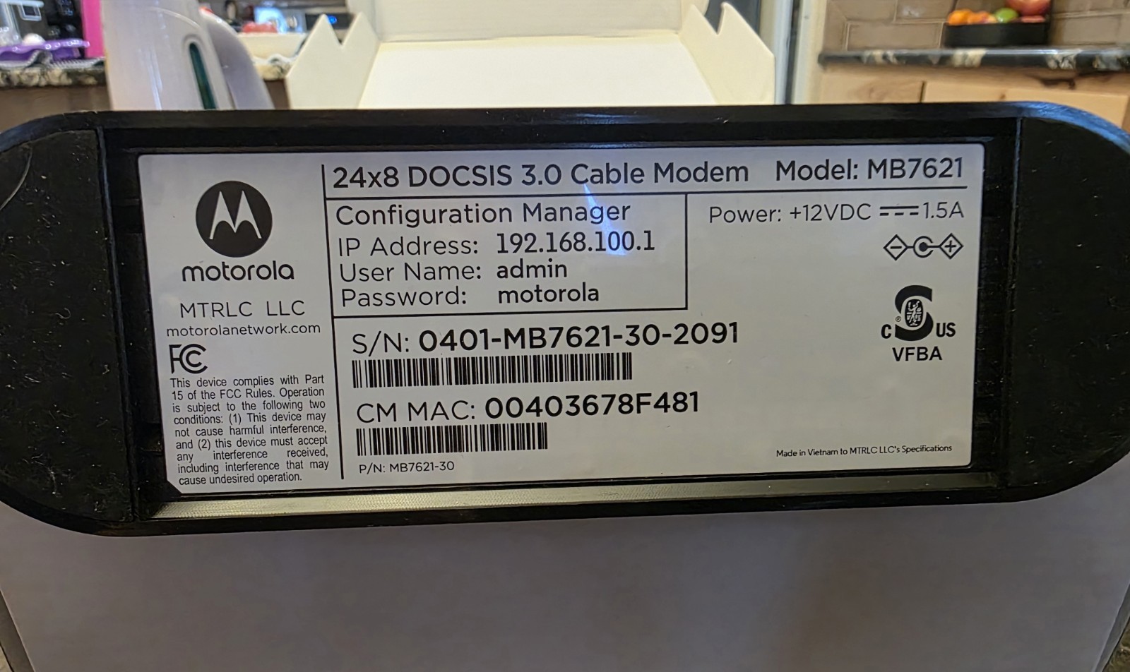 Motorola 24×8 Cable Modem MB7621-10 1000+ Mbps / Open Box