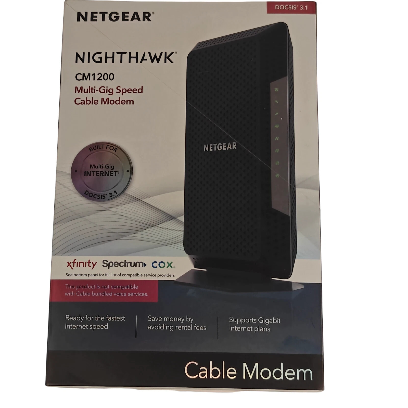 NEW – Netgear Nighthawk CM1200 DOCSIS 3.1 Cable Modem – Multi-Gig Speed – In Box