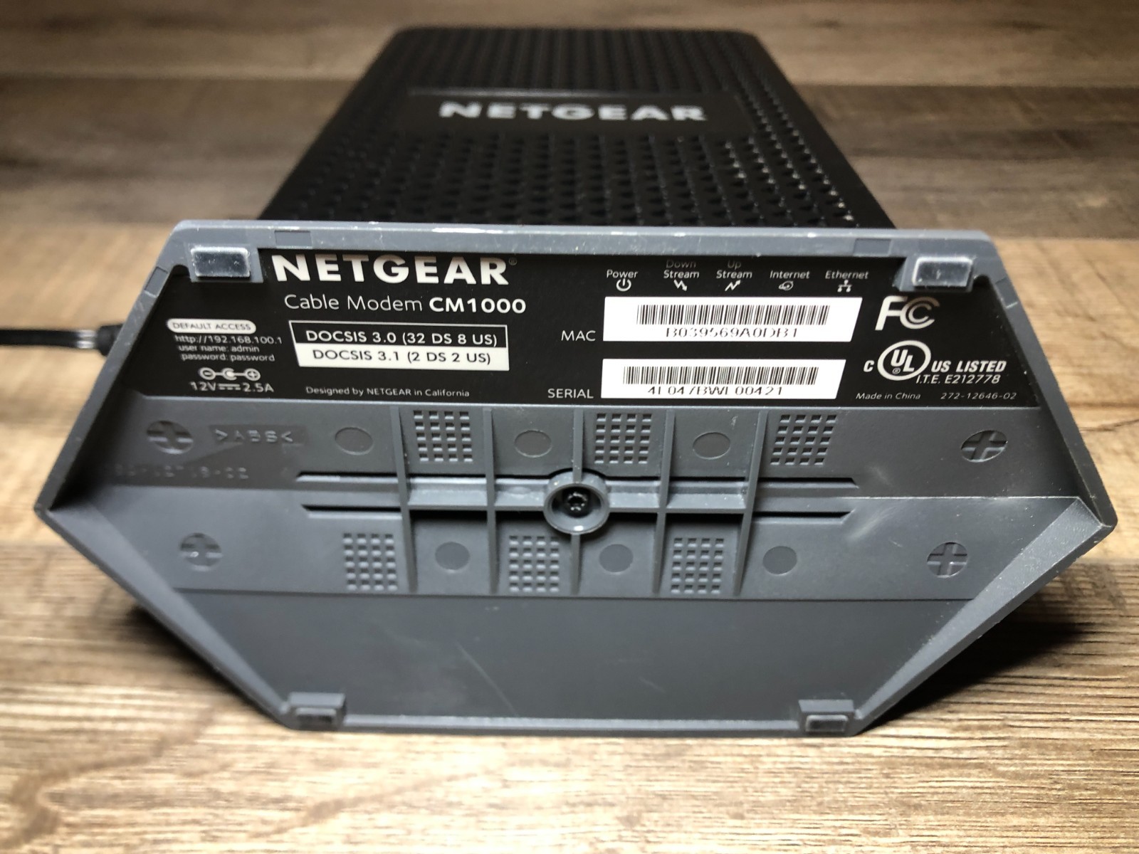 NETGEAR CM1000 1AZNAS Ultra-High Speed DOCSIS 3.1 Cable Modem with Charger & Box