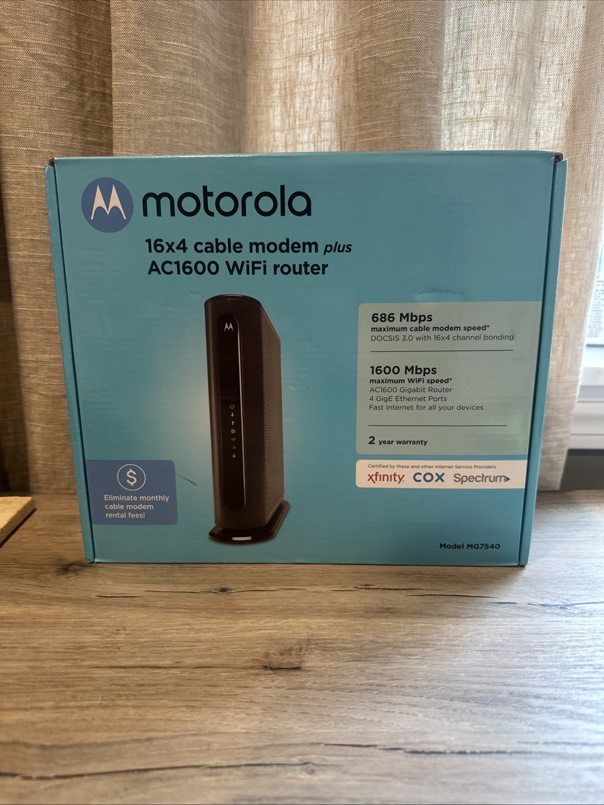 Motorola MG7540 16×4 Cable Modem Plus AC1600 Gigabit Router – NEW