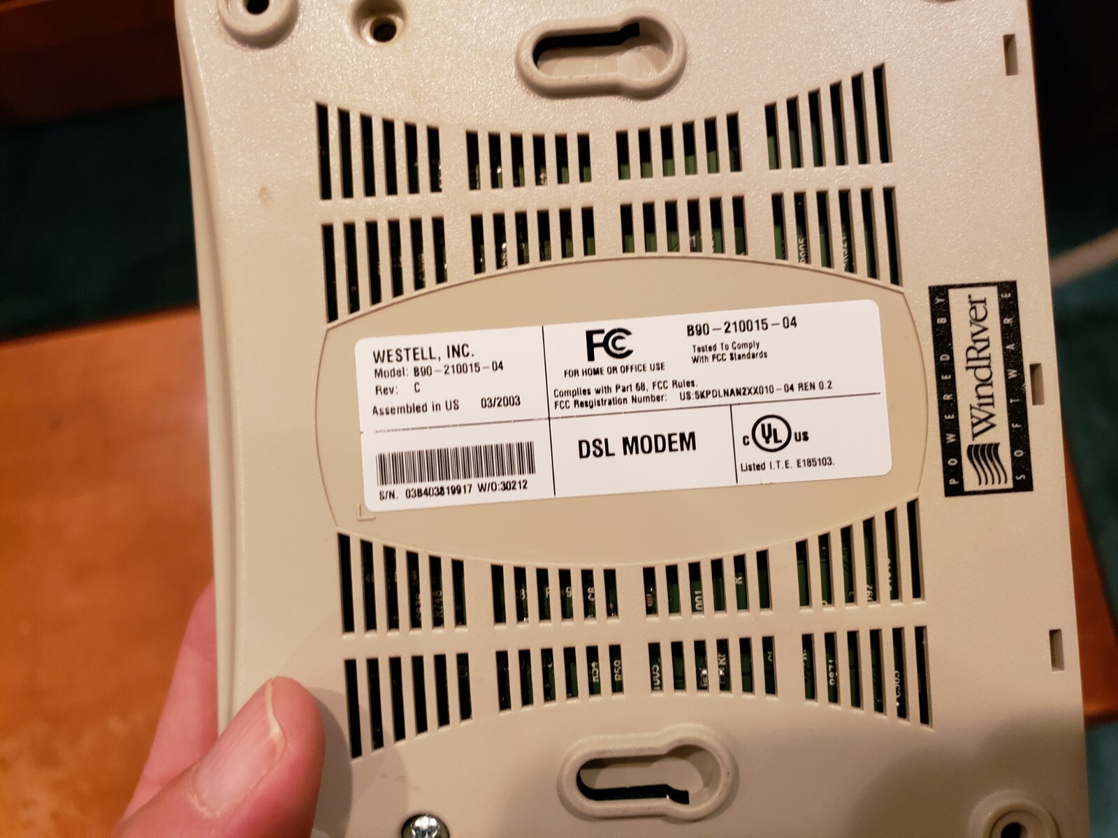 Westell WireSpeed 2100 DSL Modem B90-210015-04 w/ Adapter