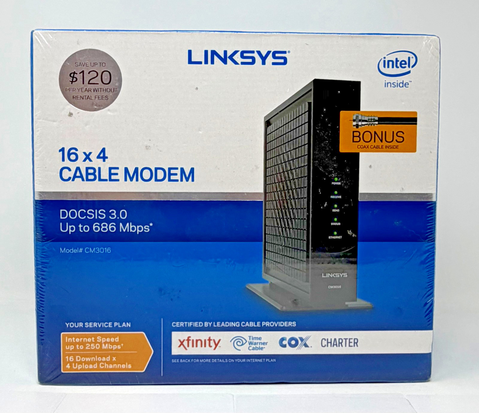 New/ Sealed Linksys DOCSIS 3.0 16×4 Cable Modem #CM3016