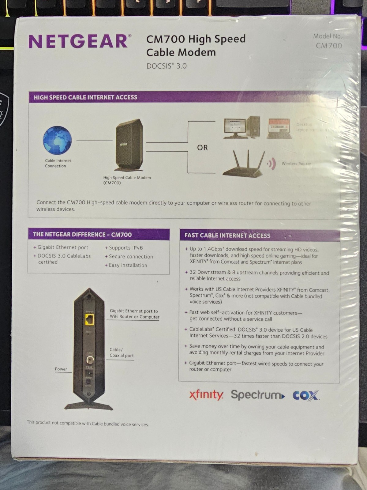 NETGEAR CM700-100NAS Cable Modem